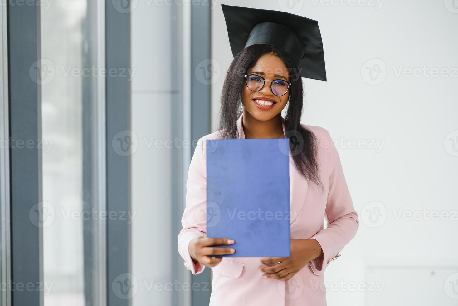 portrait of Beautiful African-American graduate photo