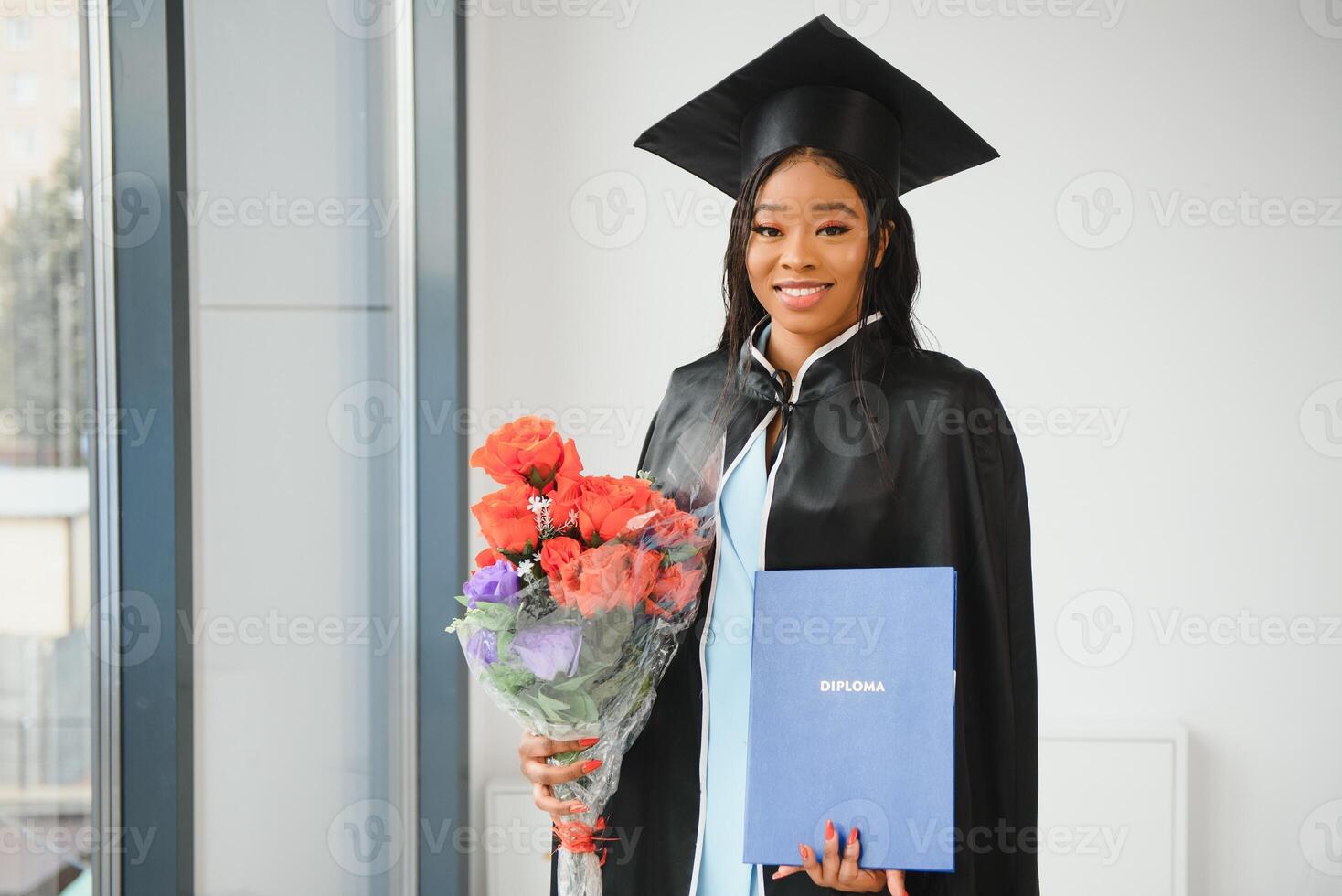 portrait of Beautiful African-American graduate photo