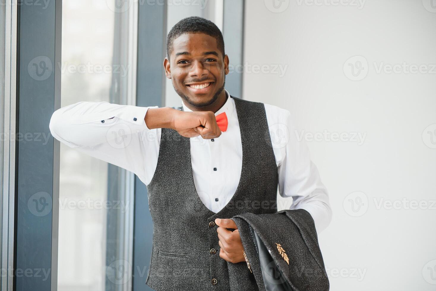 Close up portrait of attractive confident african american businessman. photo
