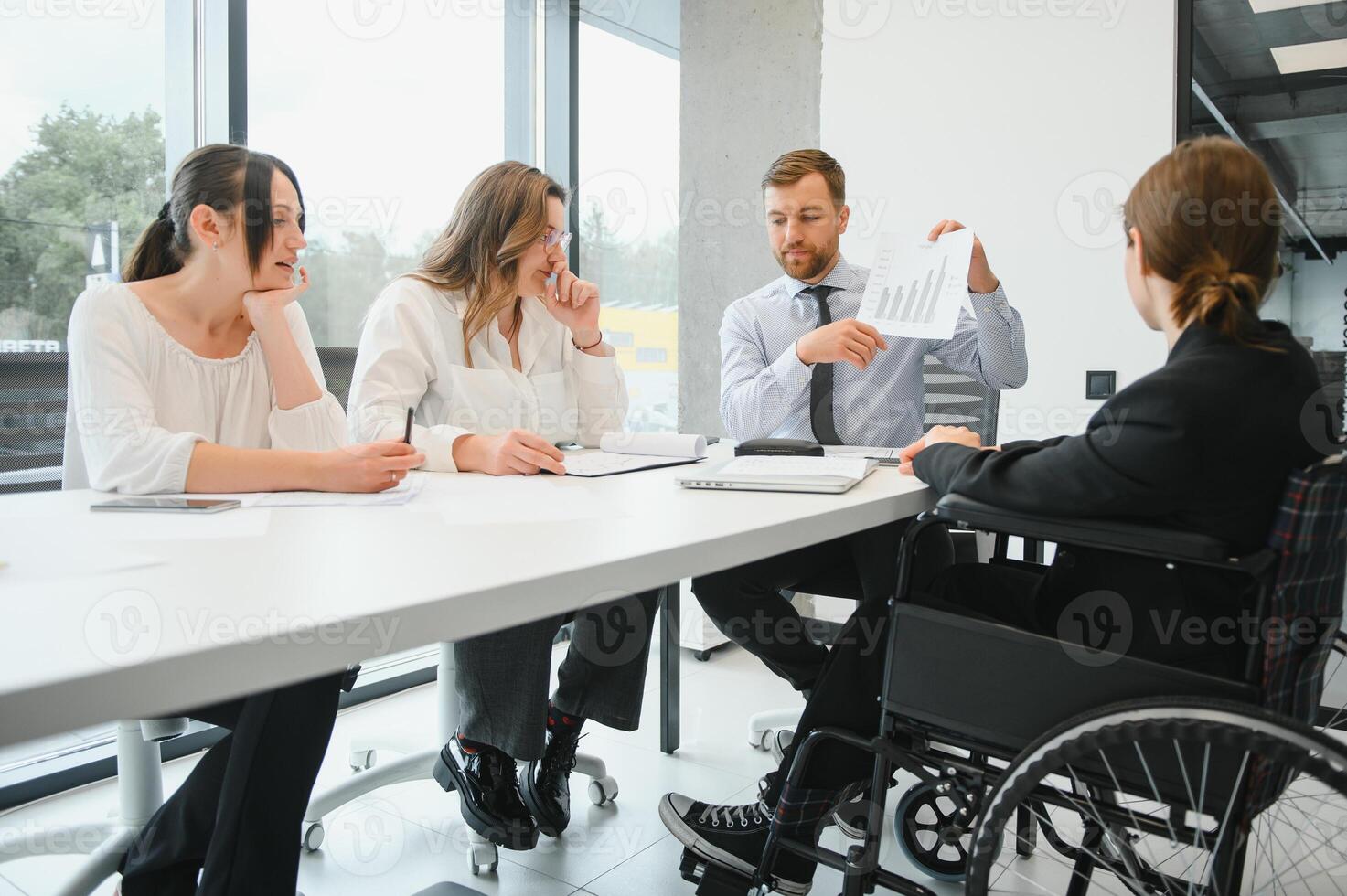 A group of business people partners during a set team meeting in the modern office. Teamwork concept photo