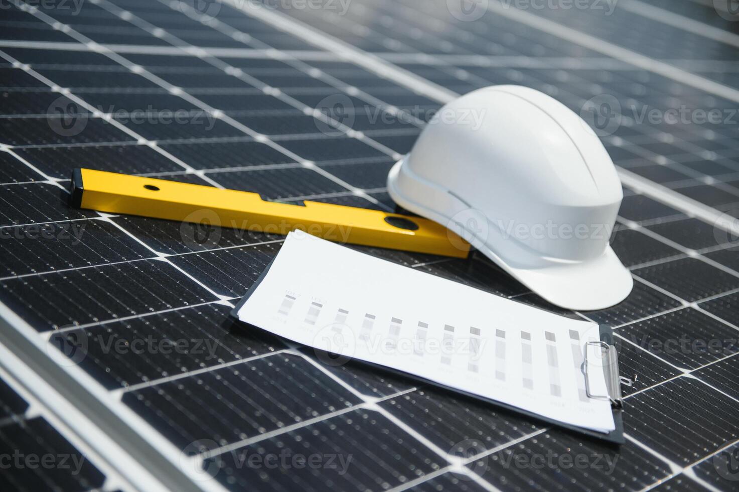A set of dark blue solar panels photo