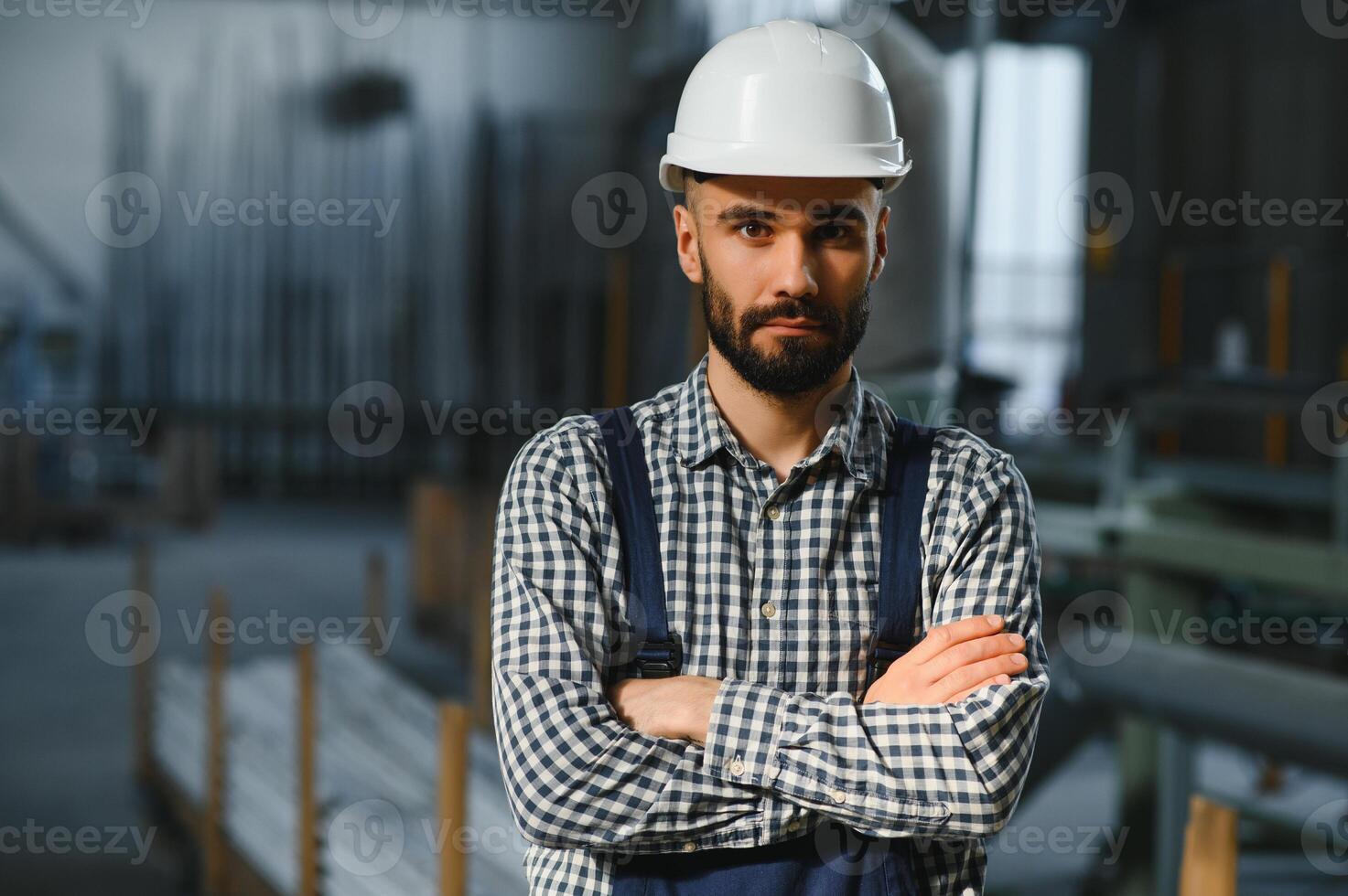 Factory worker. Man working on the production line. photo