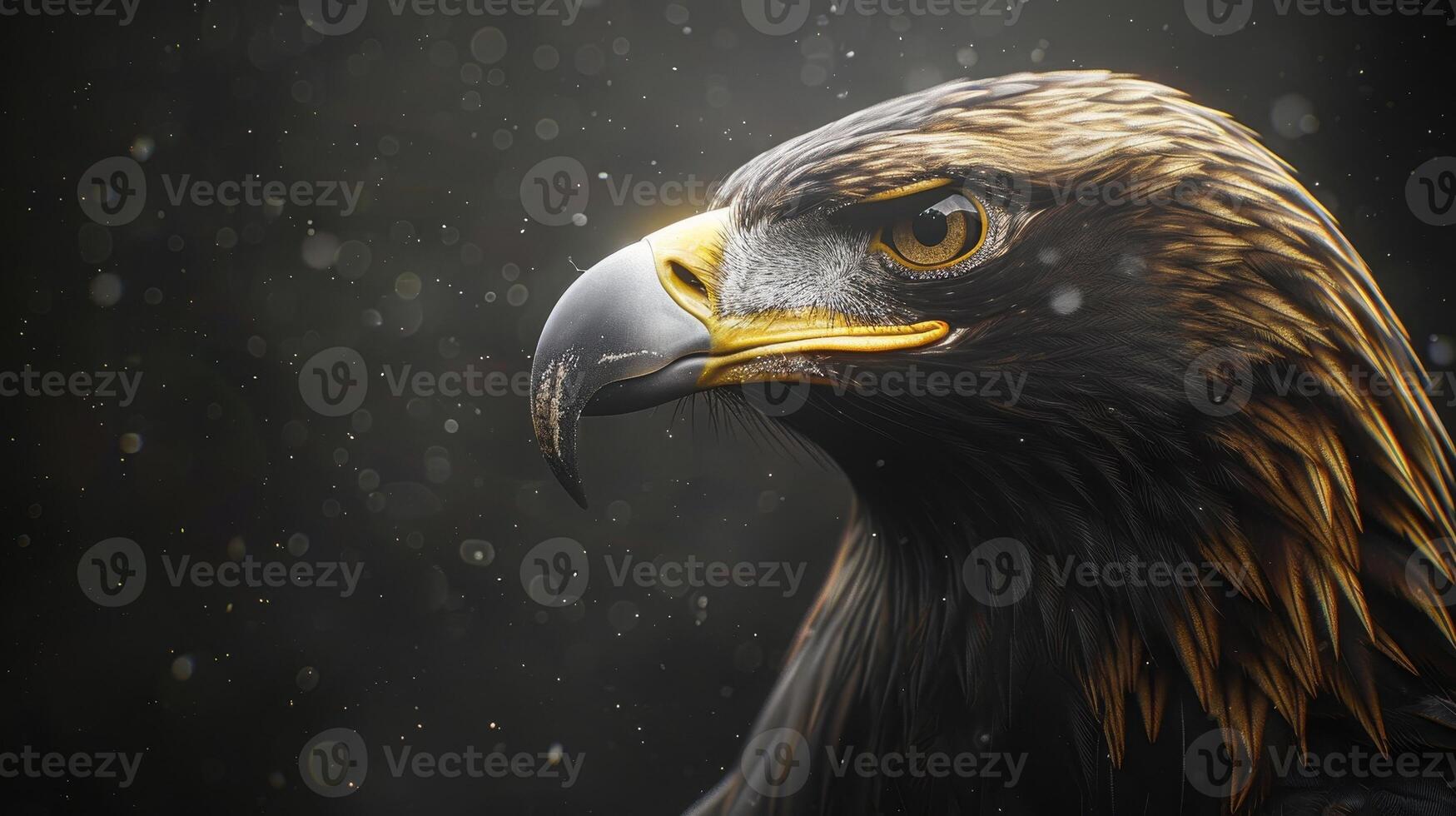 Close Up Portrait of Golden Eagle With Beak Open photo