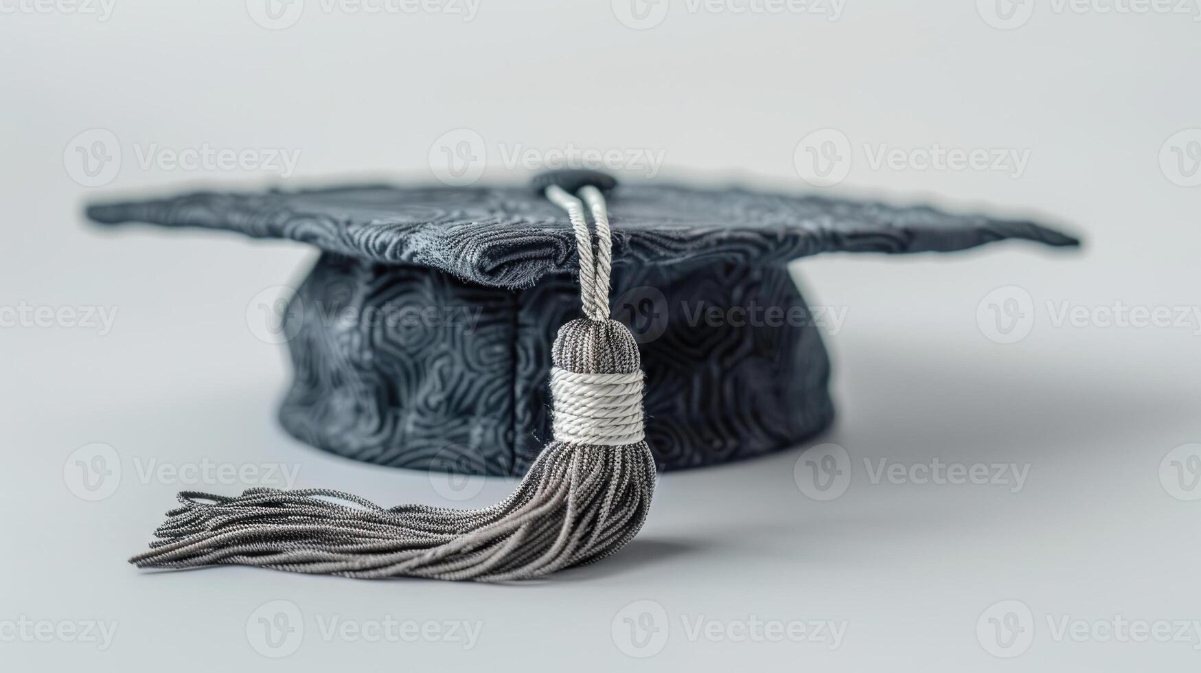 Unique Textile Graduation Cap Displayed Elegantly on a Clean Surface in Bright Lighting. photo