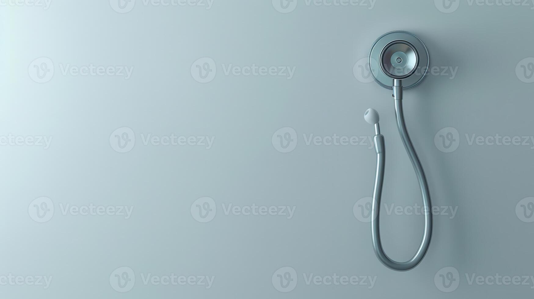 Modern Stethoscope Elegantly Hanging on a White Wall in a Medical Office Setting During Daylight Hours. photo