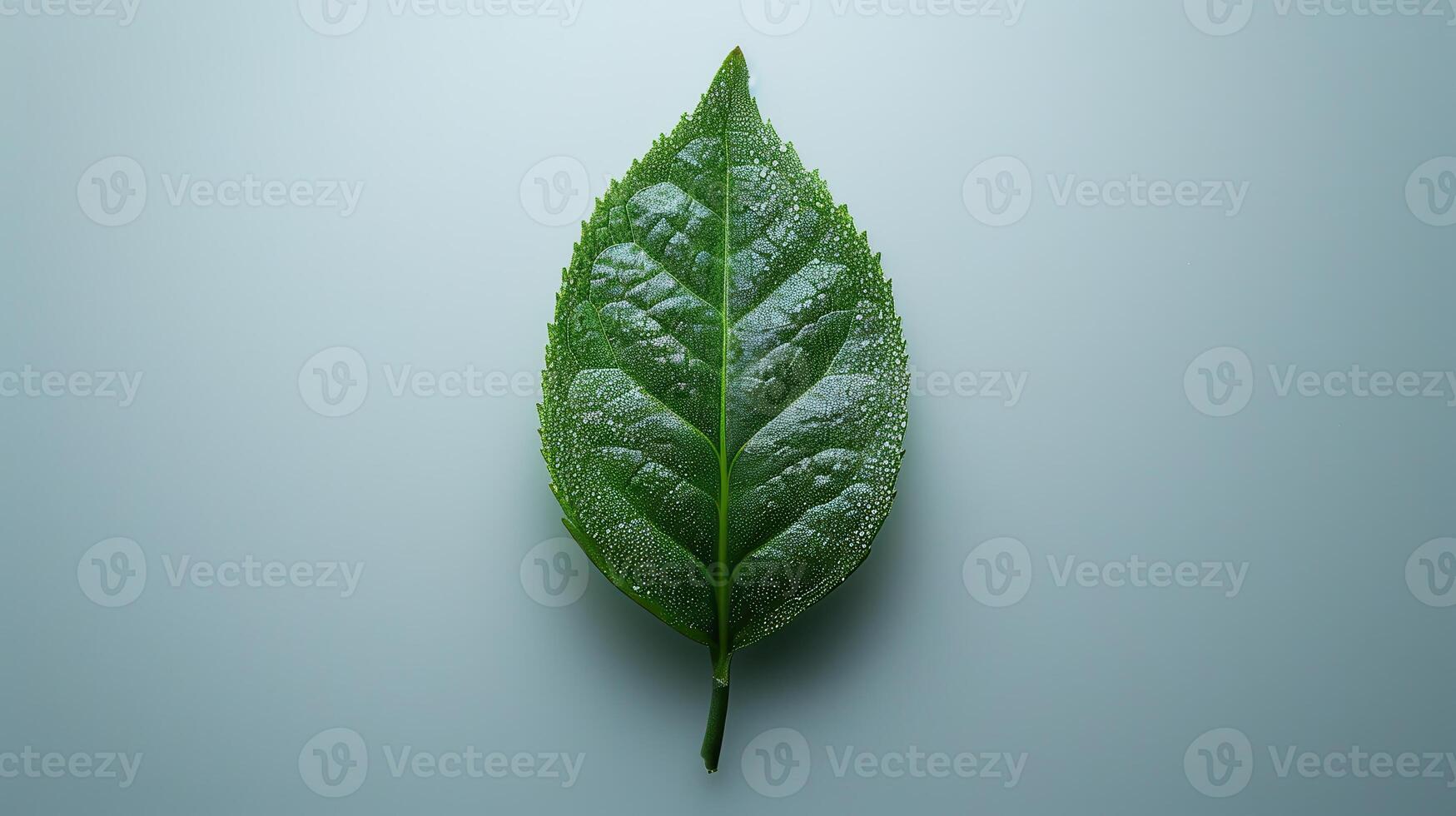 Capturing the Beauty of a Fresh Green Leaf With Water Droplets at Dawn in Nature's Embrace. photo