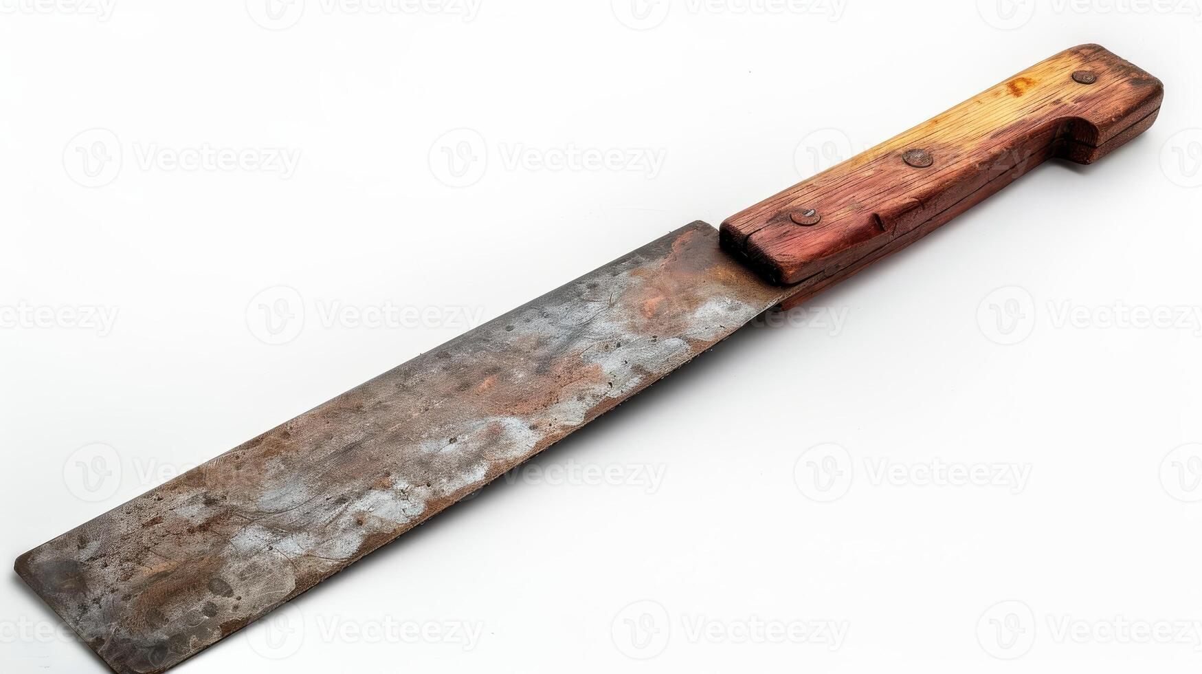 Rustic Kitchen Knife Displayed Against Neutral Background Evoking Culinary Arts and Craftsmanship in Food Preparation Settings. photo