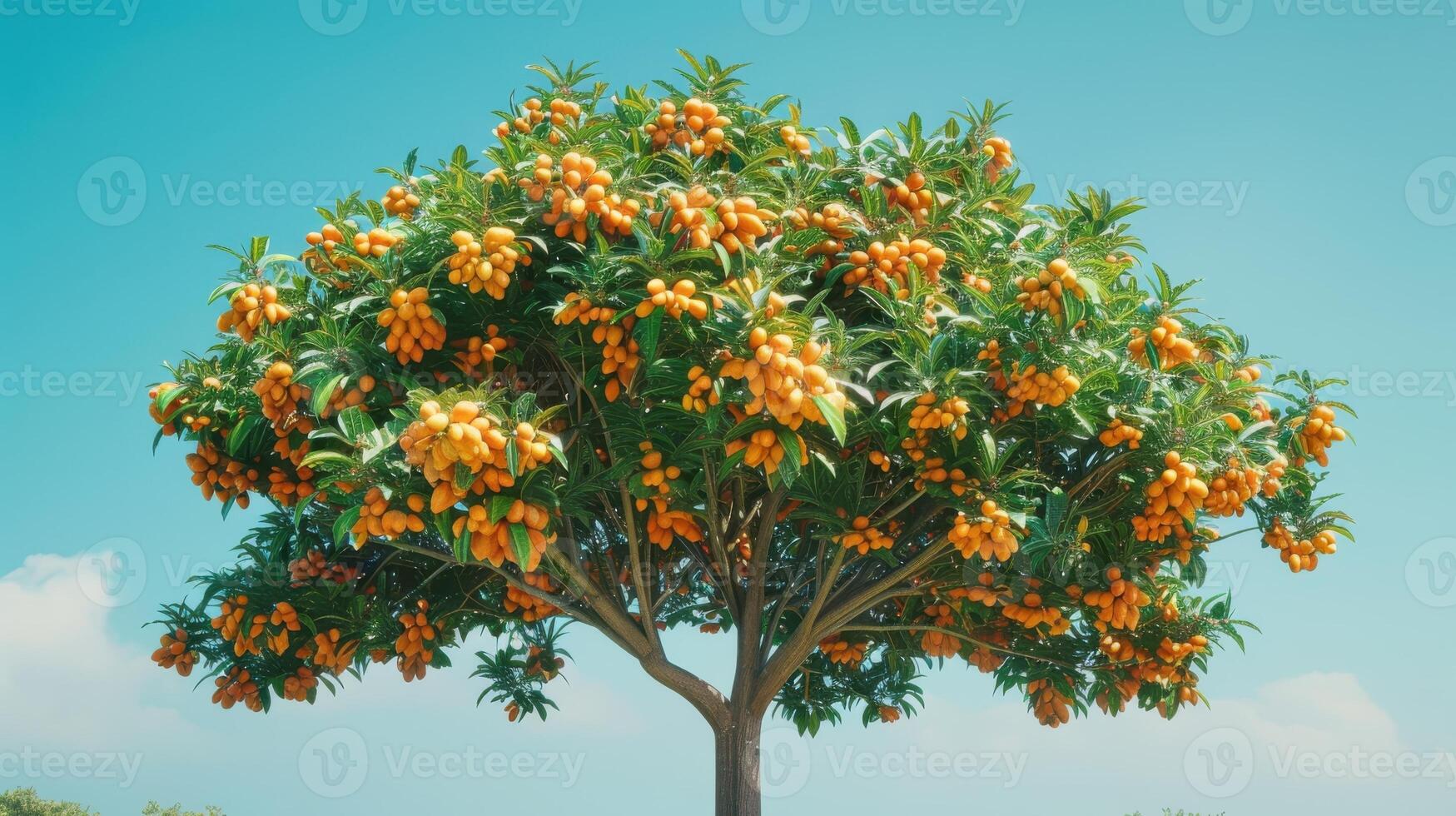 Vibrant Tree Bursting With Ripe Fruits on a Sunny Afternoon in a Lush Orchard. photo