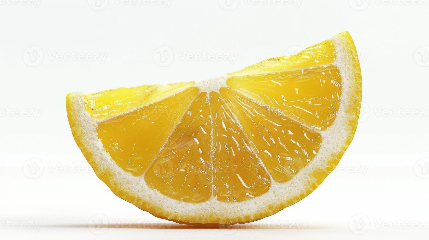 Vibrant Fresh Lemon Slice Displayed on Clean White Surface in Natural Light. photo