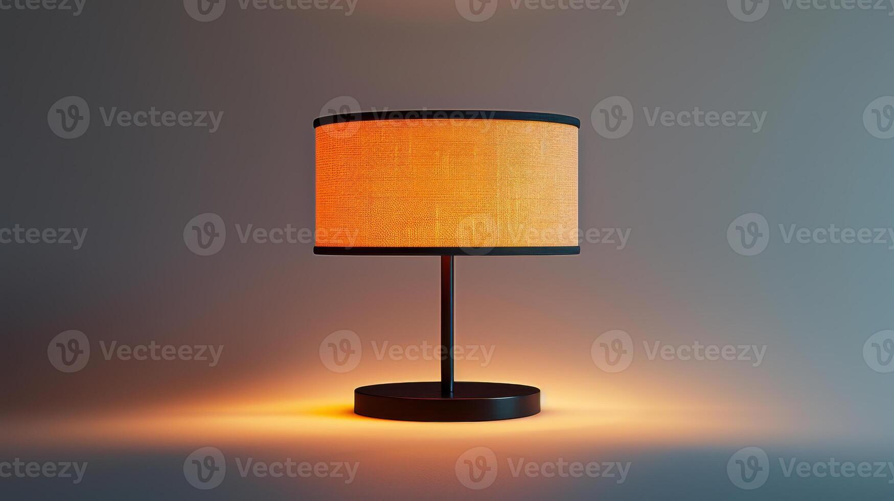 Elegant Table Lamp With Warm Orange Shade in Modern Living Room Setting During Evening Hours. photo