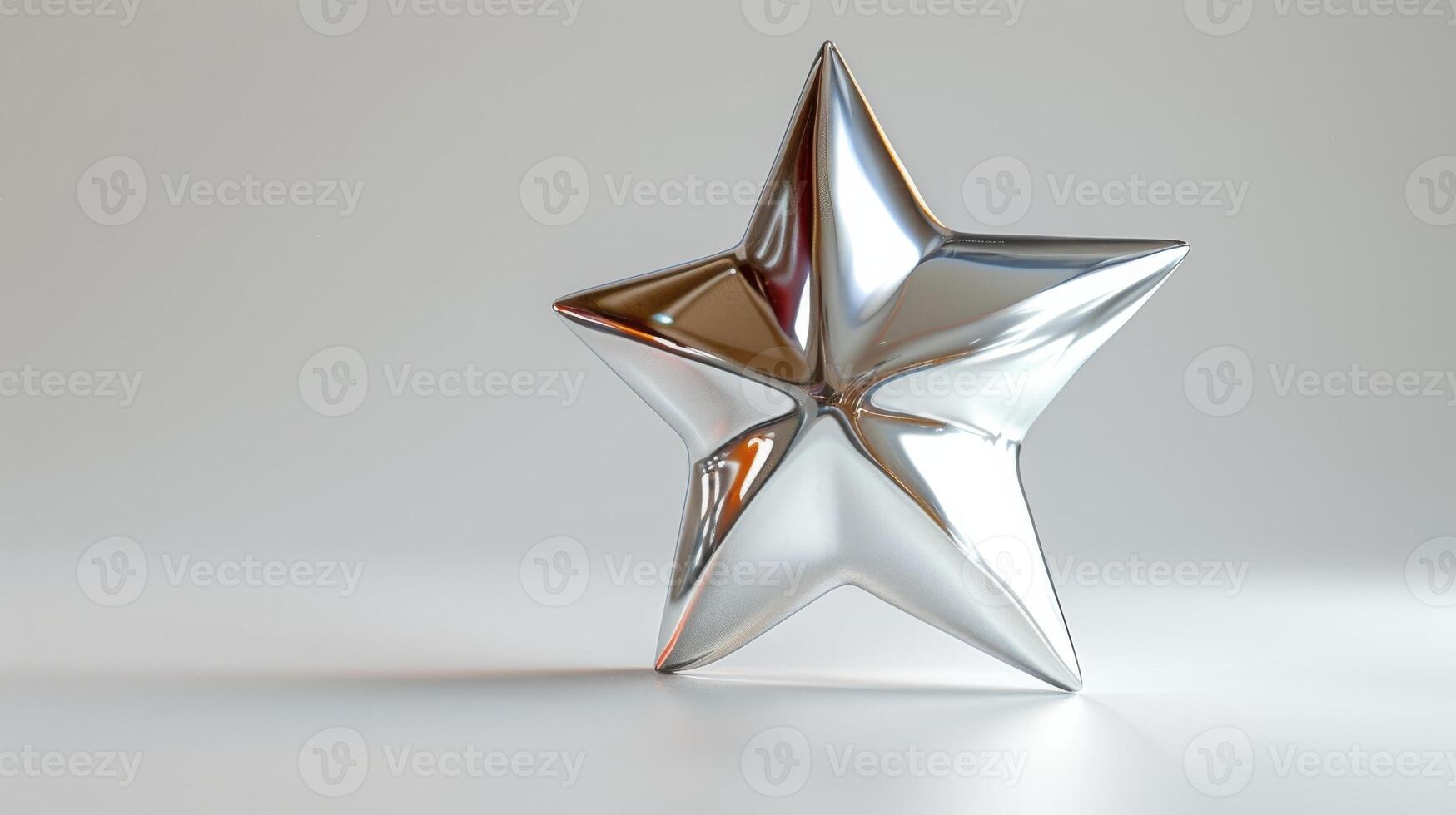 Shiny Silver Star Decorative Element on Pure White Background for Creative Projects and Holiday Decor. photo