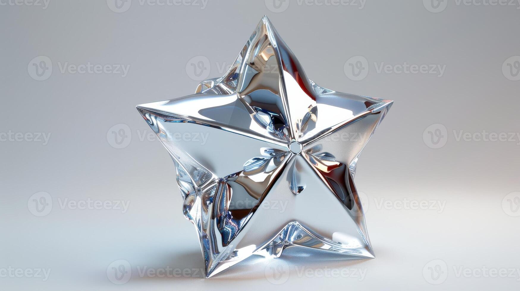 Shiny Metallic Star Sculpture Displayed Against A Plain White Background In A Bright Studio Space. photo