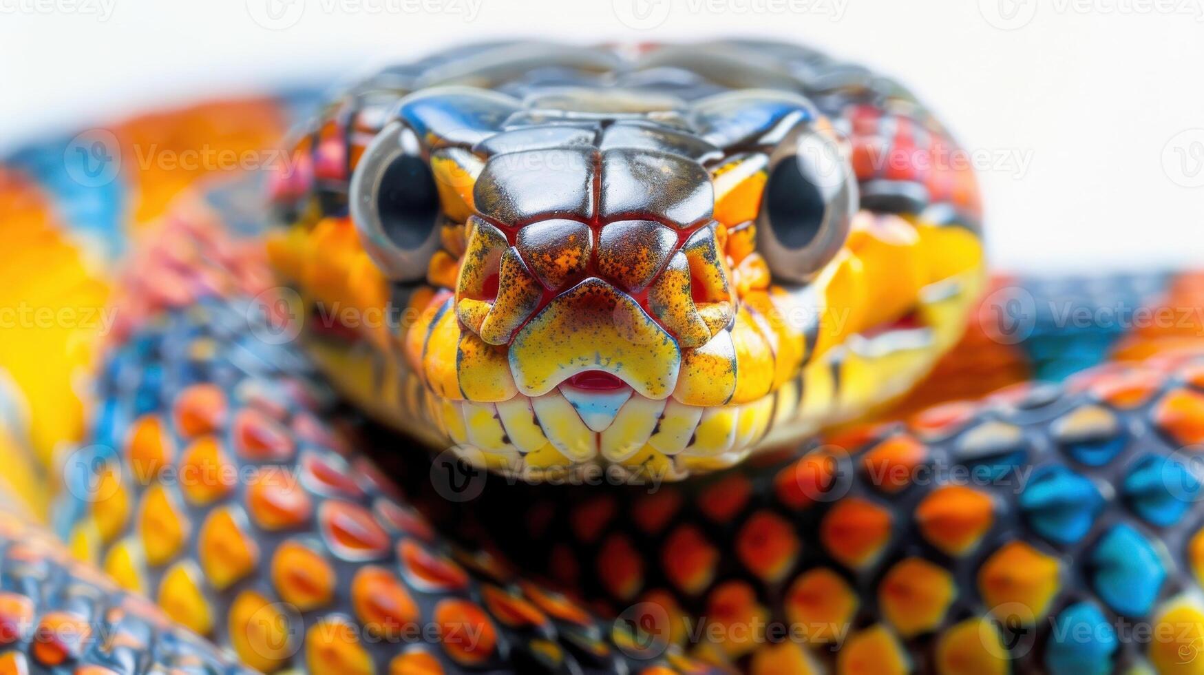 Vibrantly Colored Snake Displaying Intricate Patterns in a Nature Setting During Daylight. photo