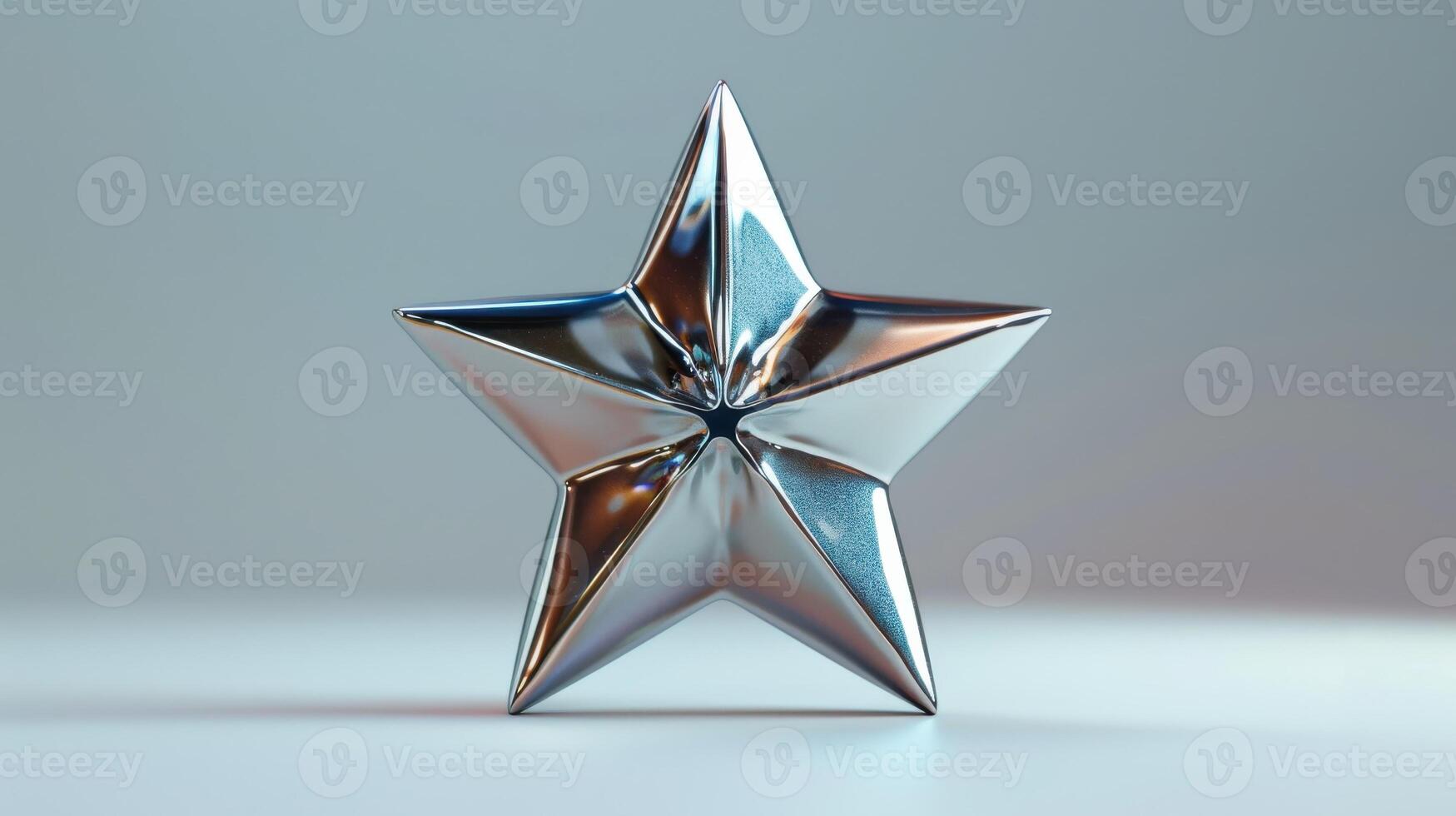 Shiny Silver Star Decoration on a White Background for Festive Occasions and Celebrations. photo