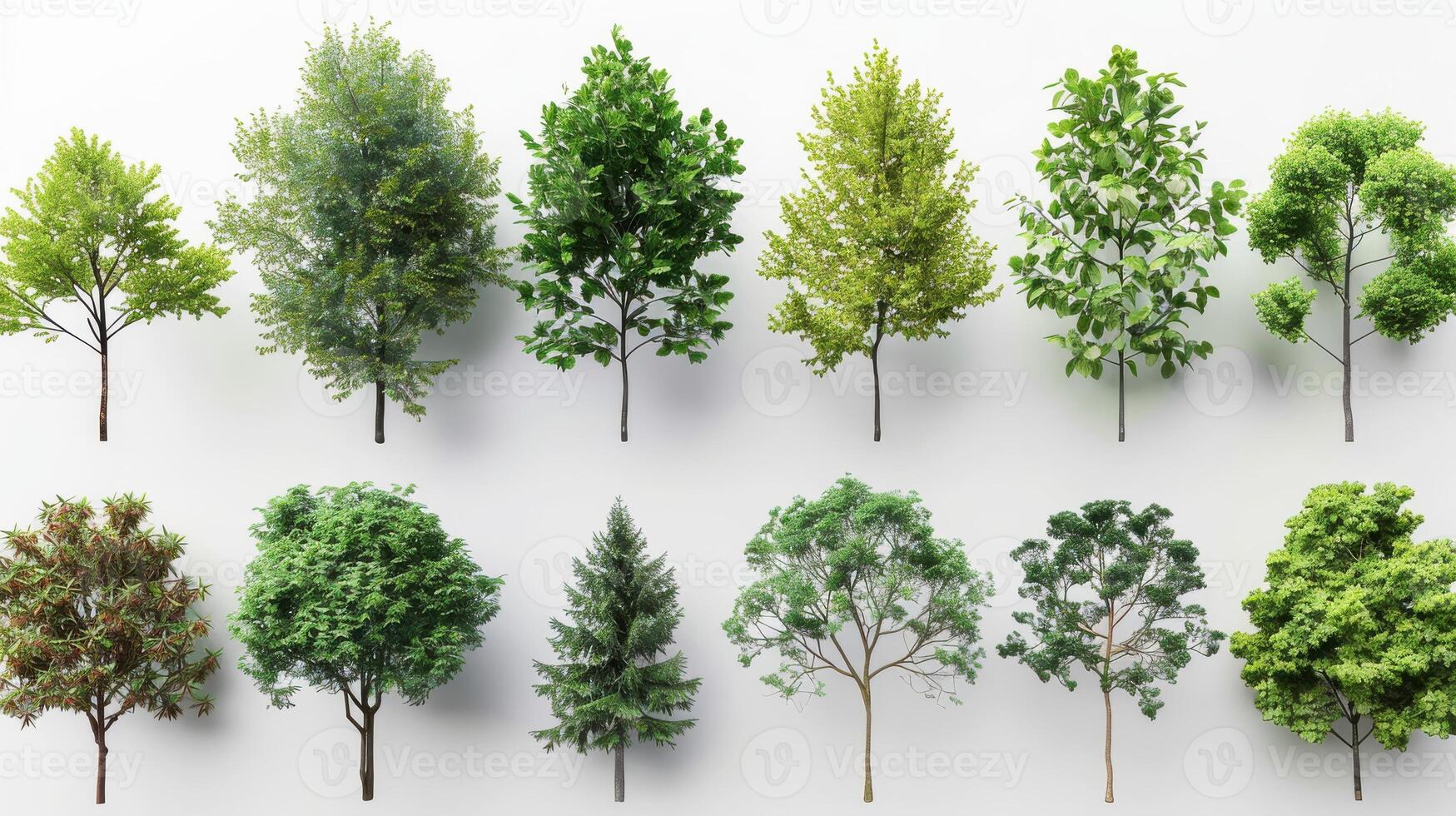 Various Types of Trees Displayed in a Natural Setting for Educational Purposes. photo