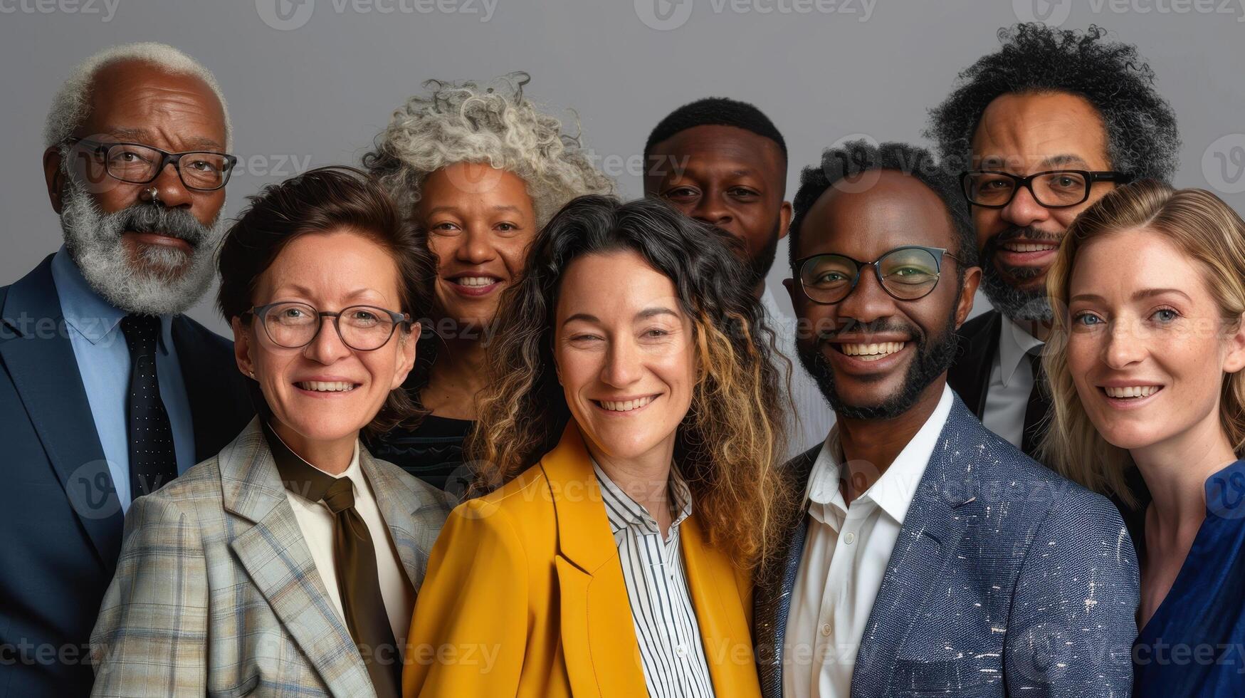 Diverse Group of Professionals Smiling Together in an Urban Studio Setting During a Bright Afternoon photo