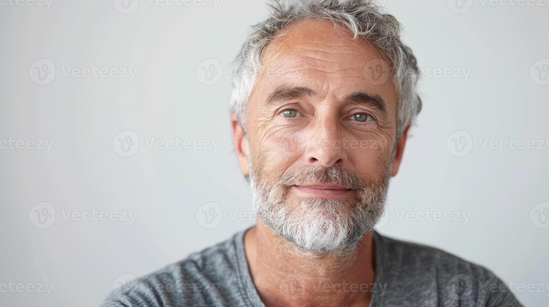 Warm Smile of a Content Older Man in a Casual Setting Embracing Life's Simplicity photo