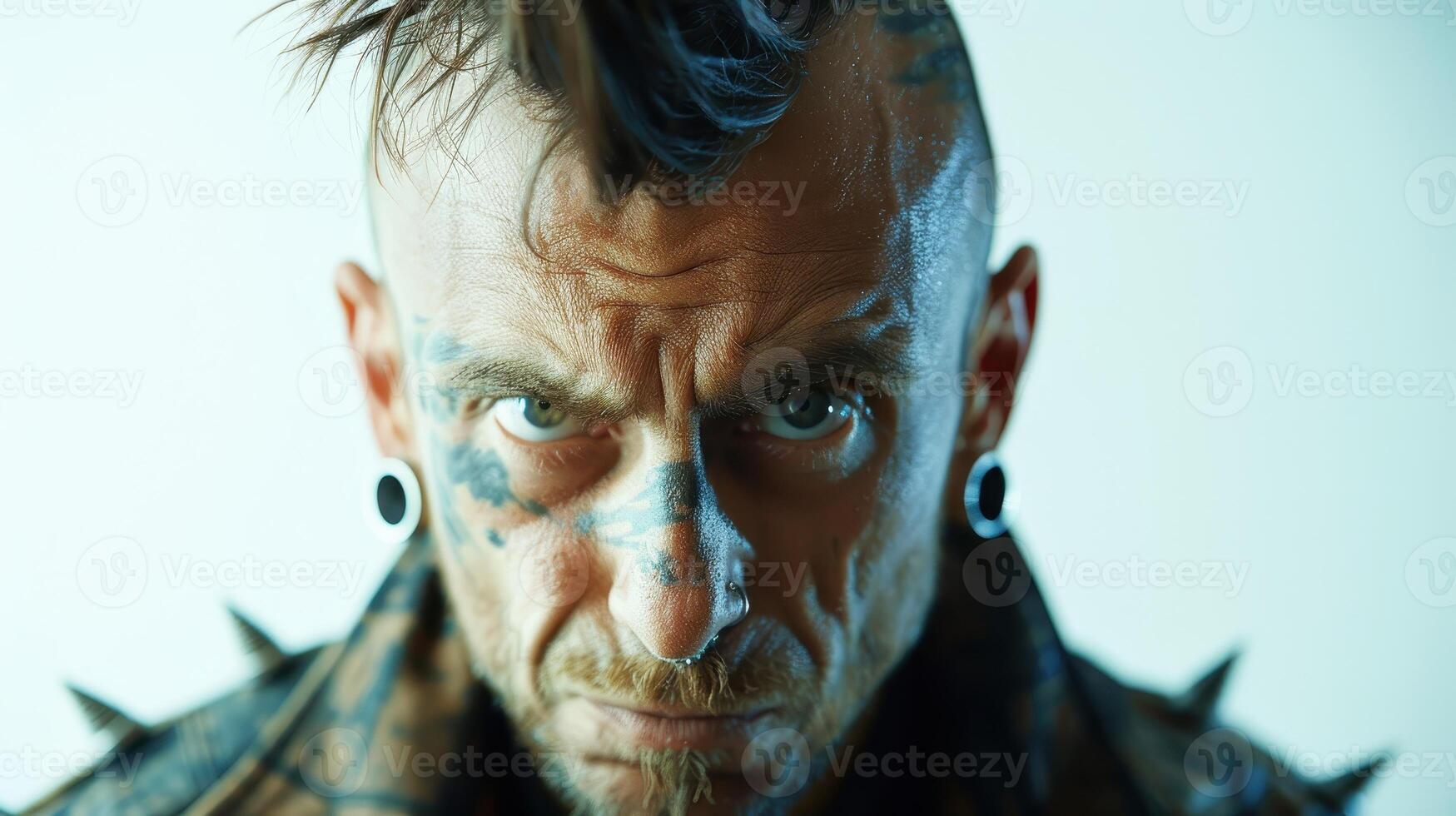 Expression of Defiance in a Punk Aesthetic at an Urban Art Show During Late Evening photo