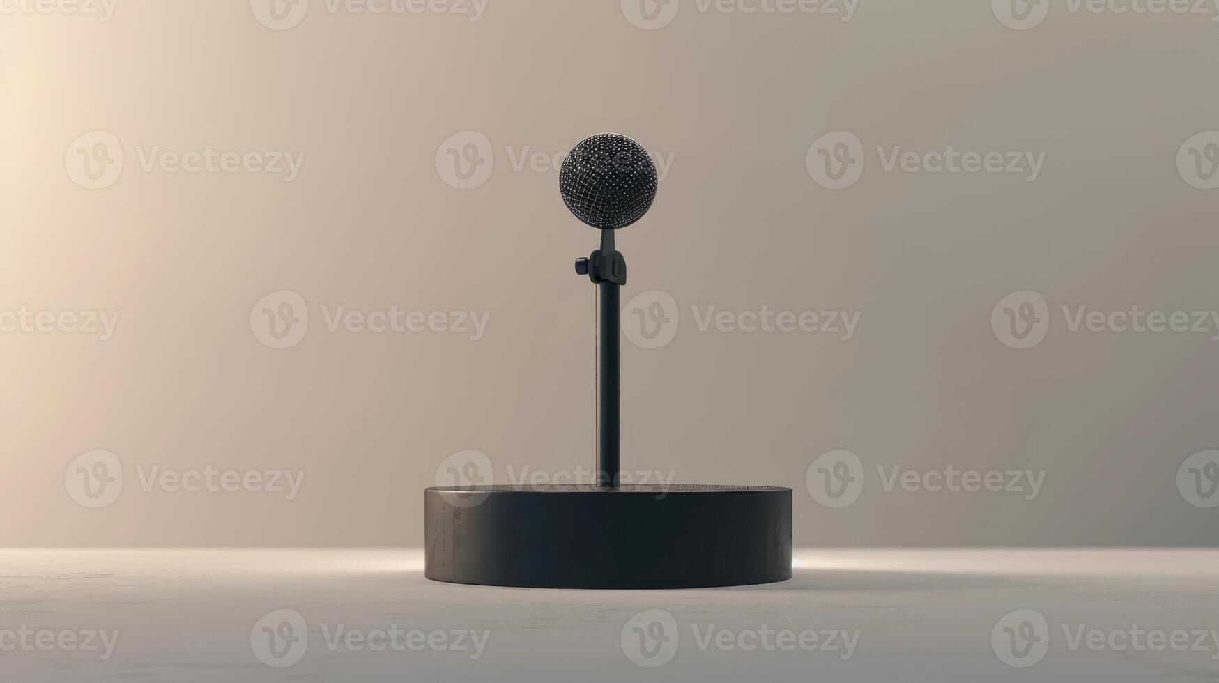 Anticipation Builds for the Upcoming Performance With a Spotlighted Microphone on a Simple Stand photo