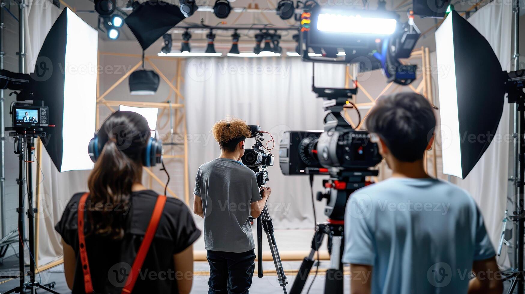 Behind The Scenes Of A Creative Filming Session In A Modern Studio Setting photo