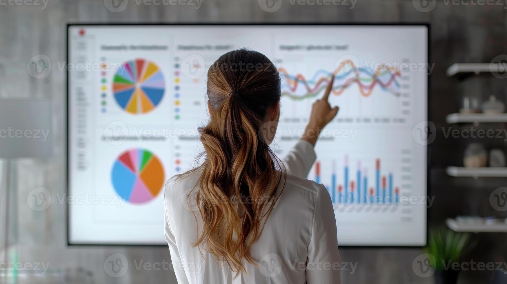 Engaging Business Presentation Analyzing Data Trends in a Modern Workspace Setting photo