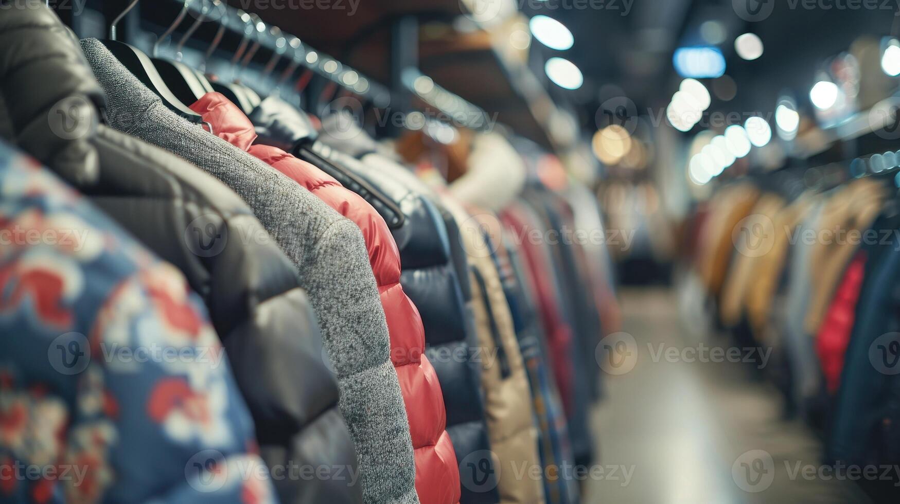 Vibrant Winter Coats Displayed on Racks in Trendy Urban Clothing Store Interior photo