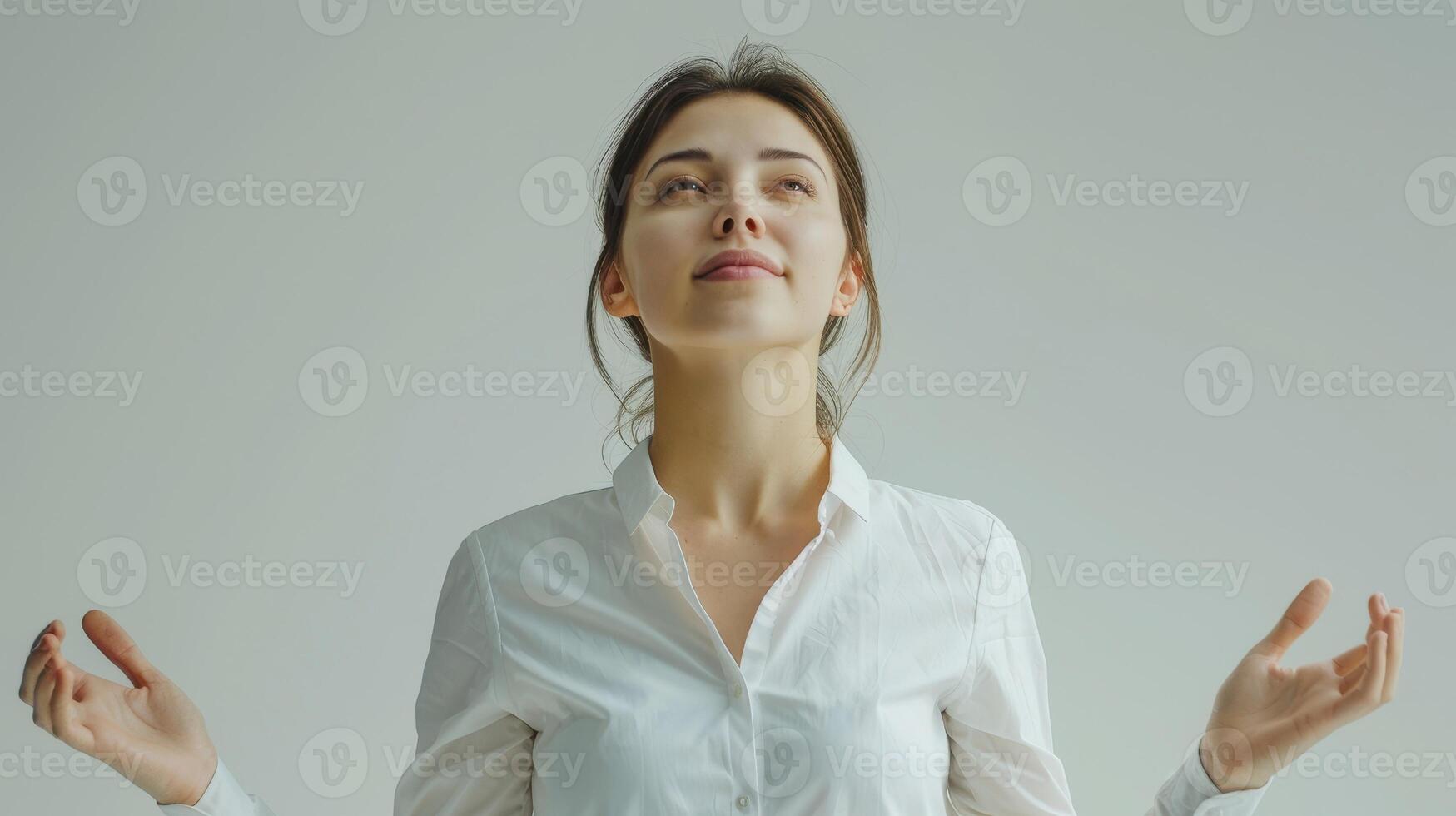 A Serene Moment of Meditation in a Minimalist Room Amid Soft Natural Light photo