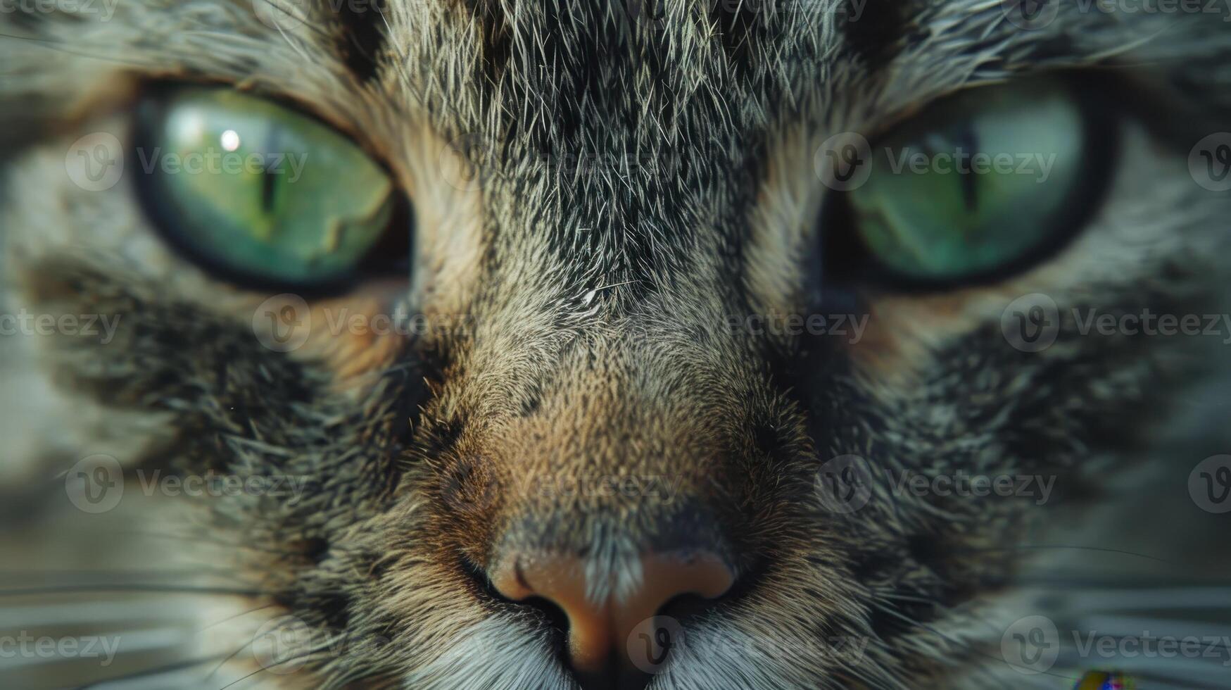 Captivating Close-Up Of A Feline's Mesmerizing Green Eyes In Soft Morning Light photo