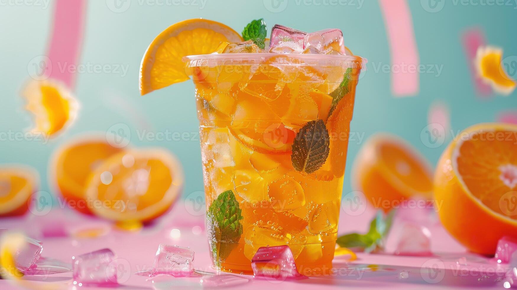 Refreshing Citrus Beverage With Vibrant Colors Enjoyed on a Bright Summer Afternoon photo