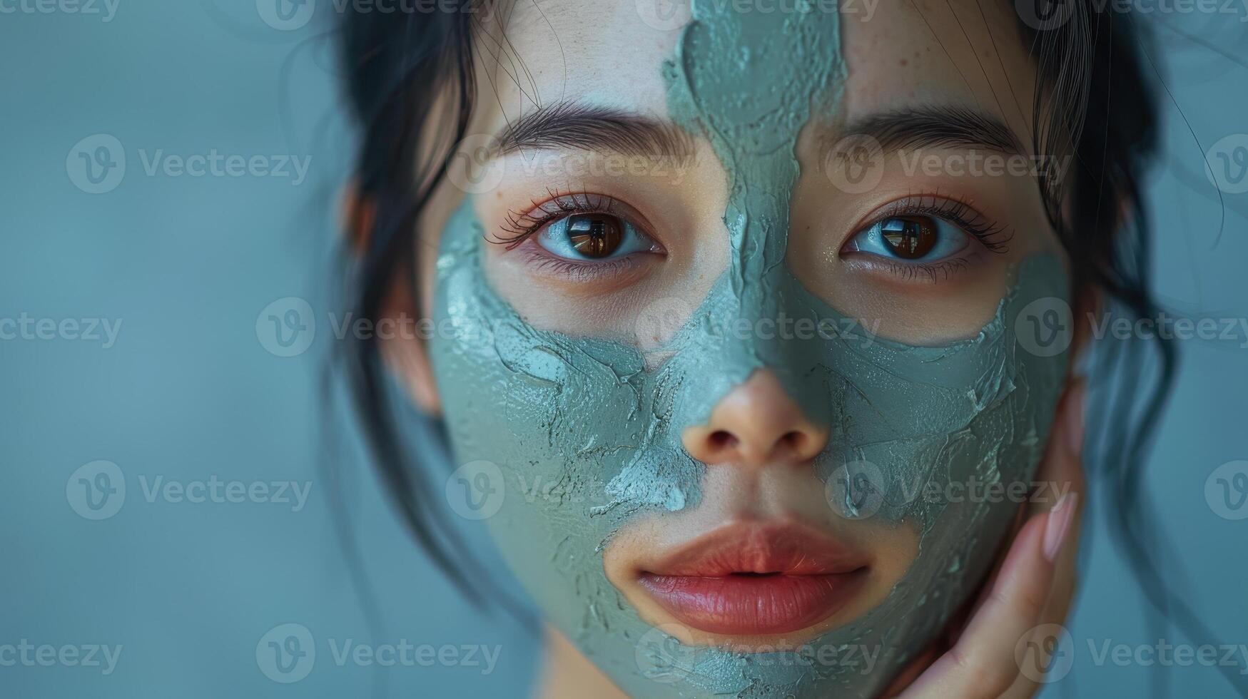 Enjoying A Relaxing Spa Day With A Clay Face Mask In A Serene Setting photo