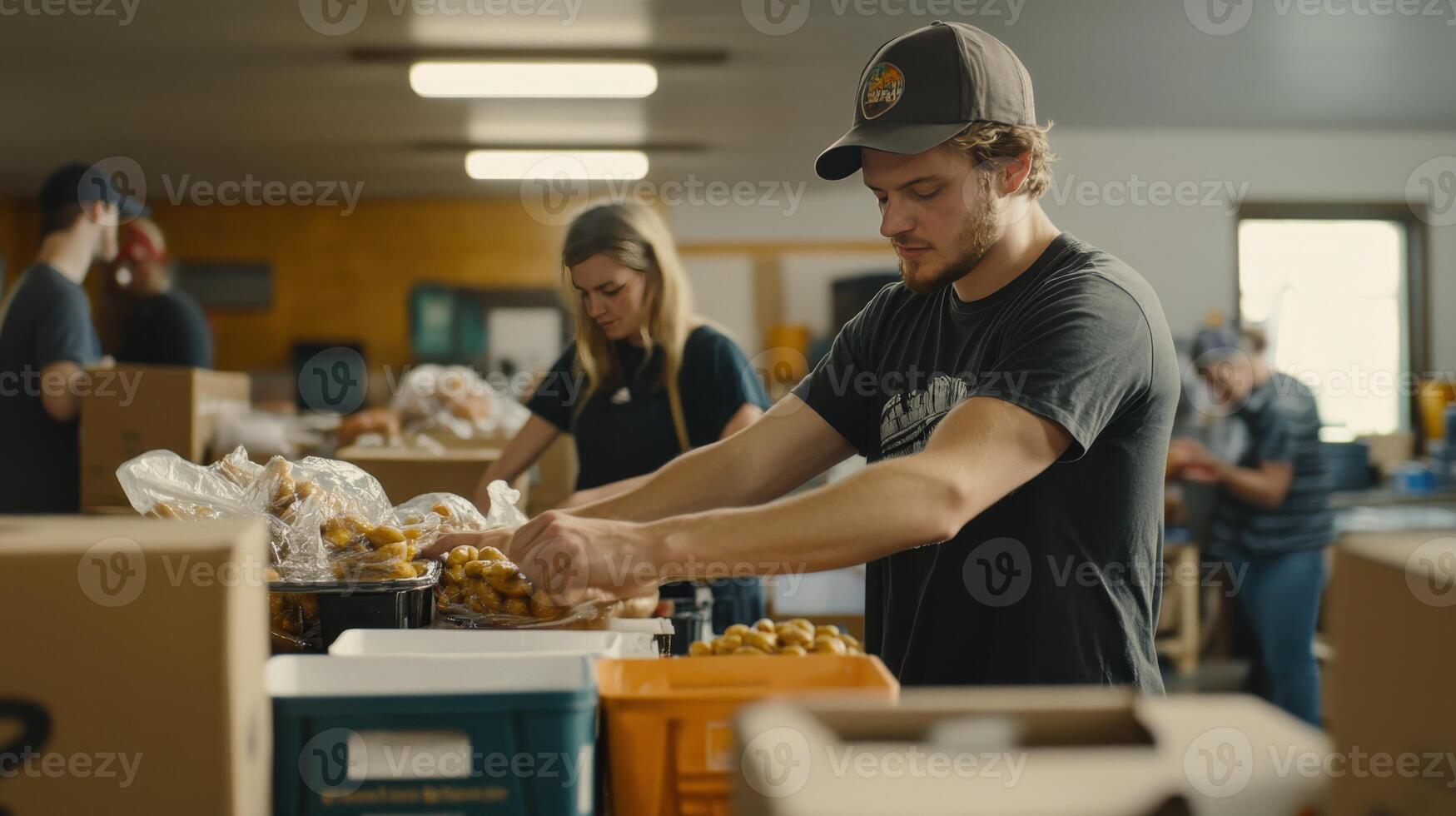 Dedicated volunteers assemble nutritious meals for those in need photo