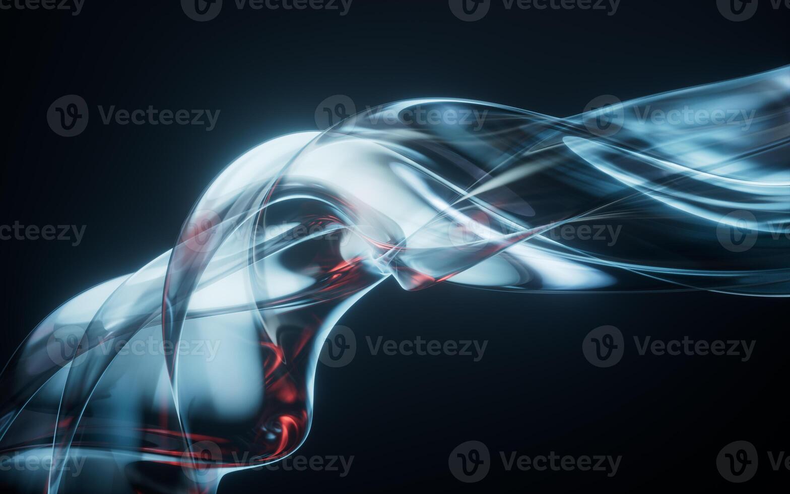 Dark transparent glass curves background, 3d rendering. photo