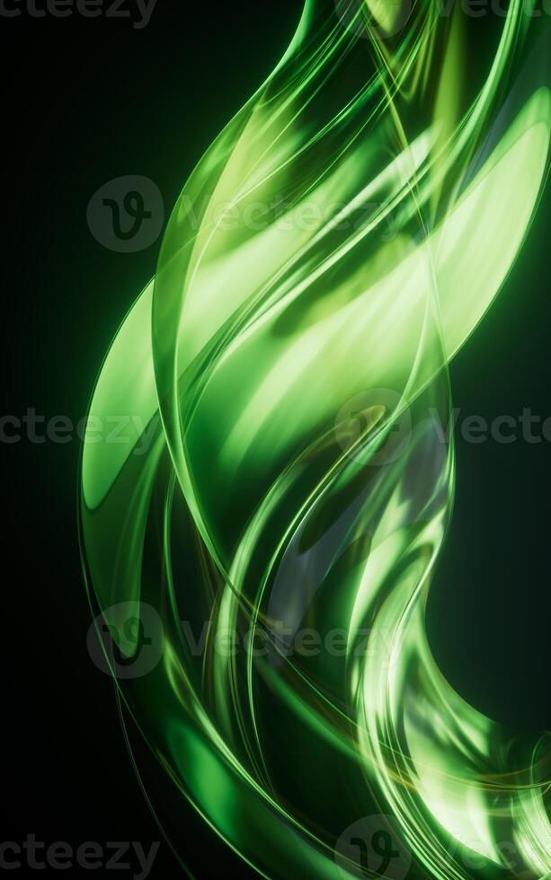 Dark transparent glass curves background, 3d rendering. photo