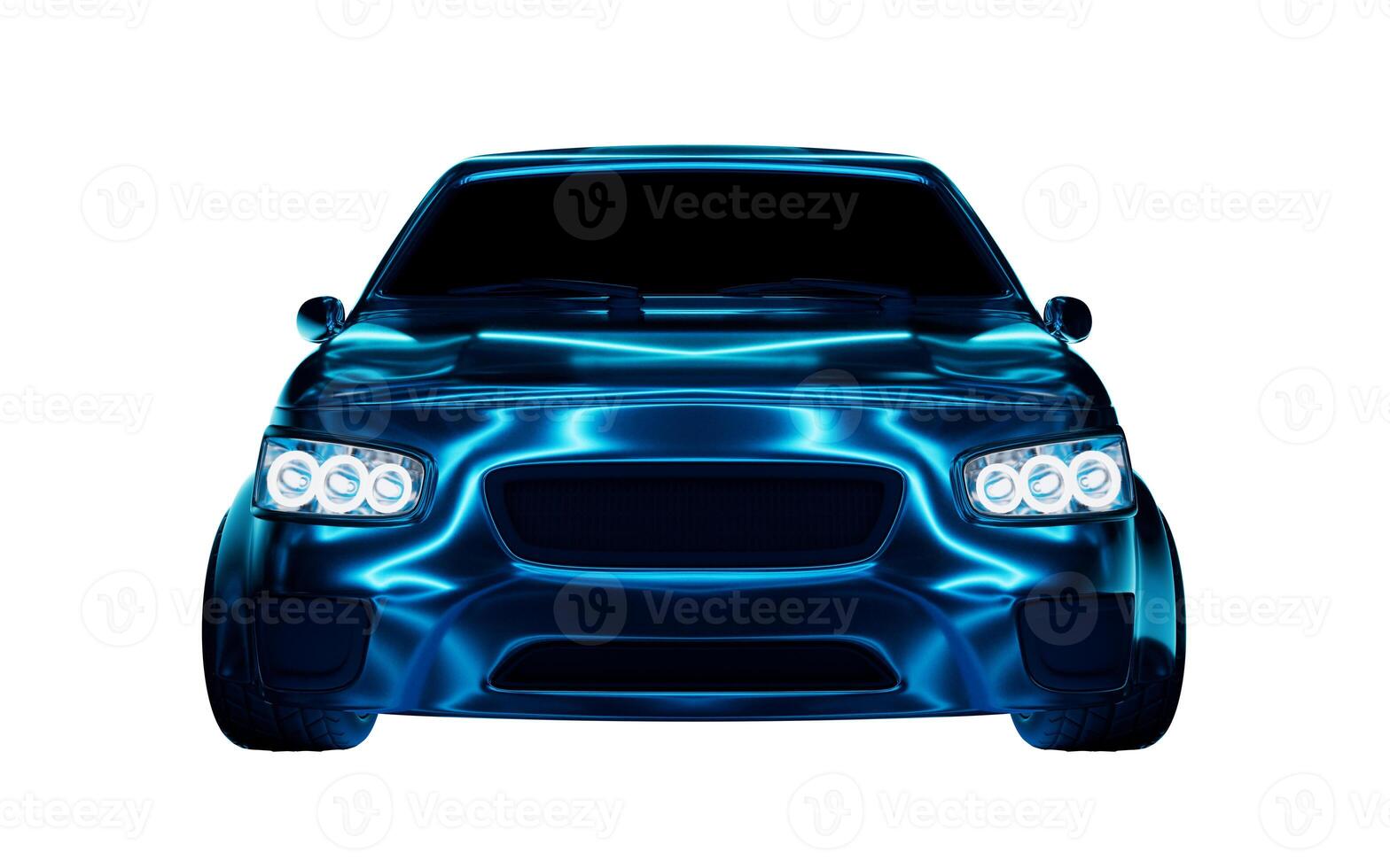 Car with dark neon color, 3d rendering. photo