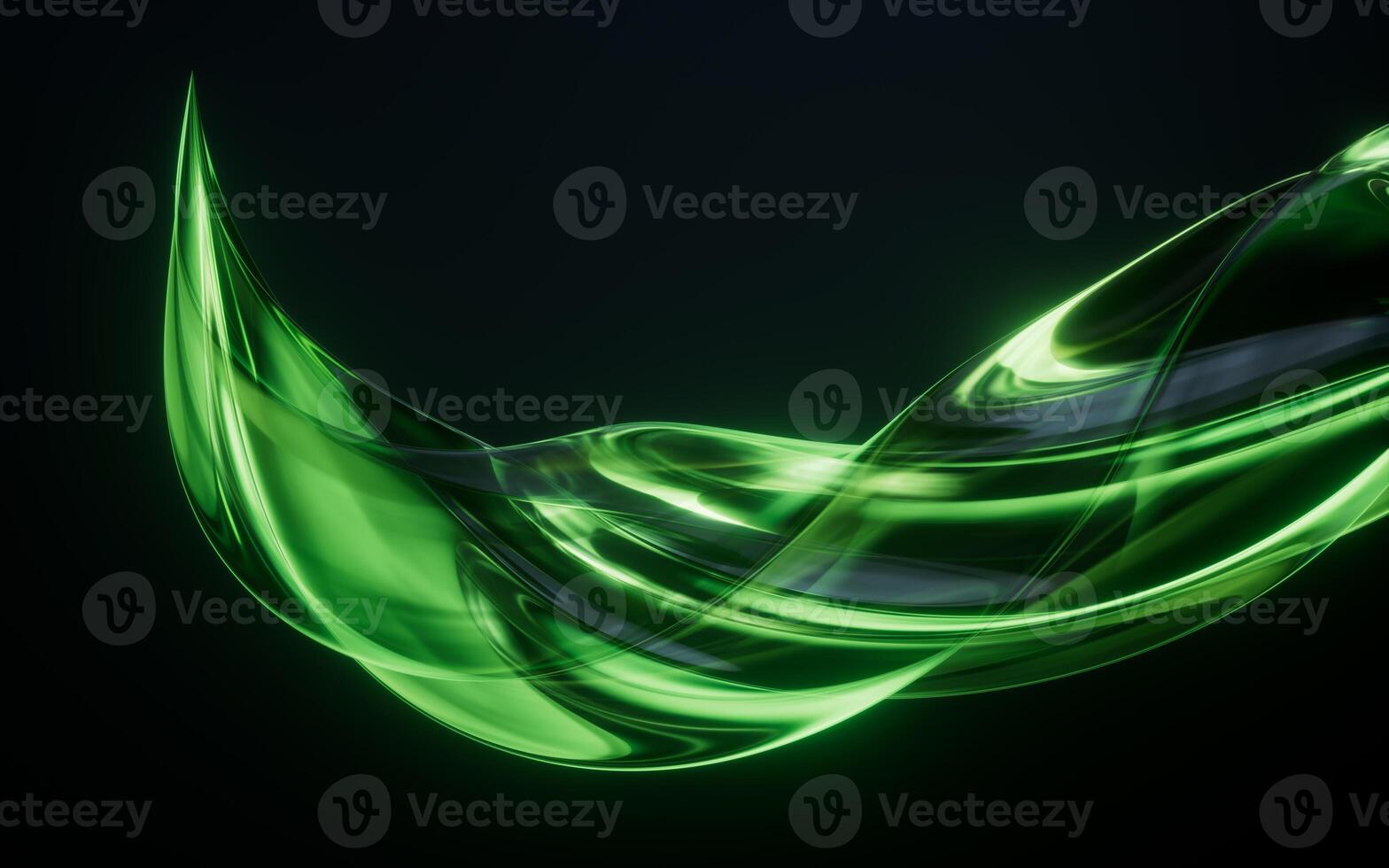 Dark transparent glass curves background, 3d rendering. photo