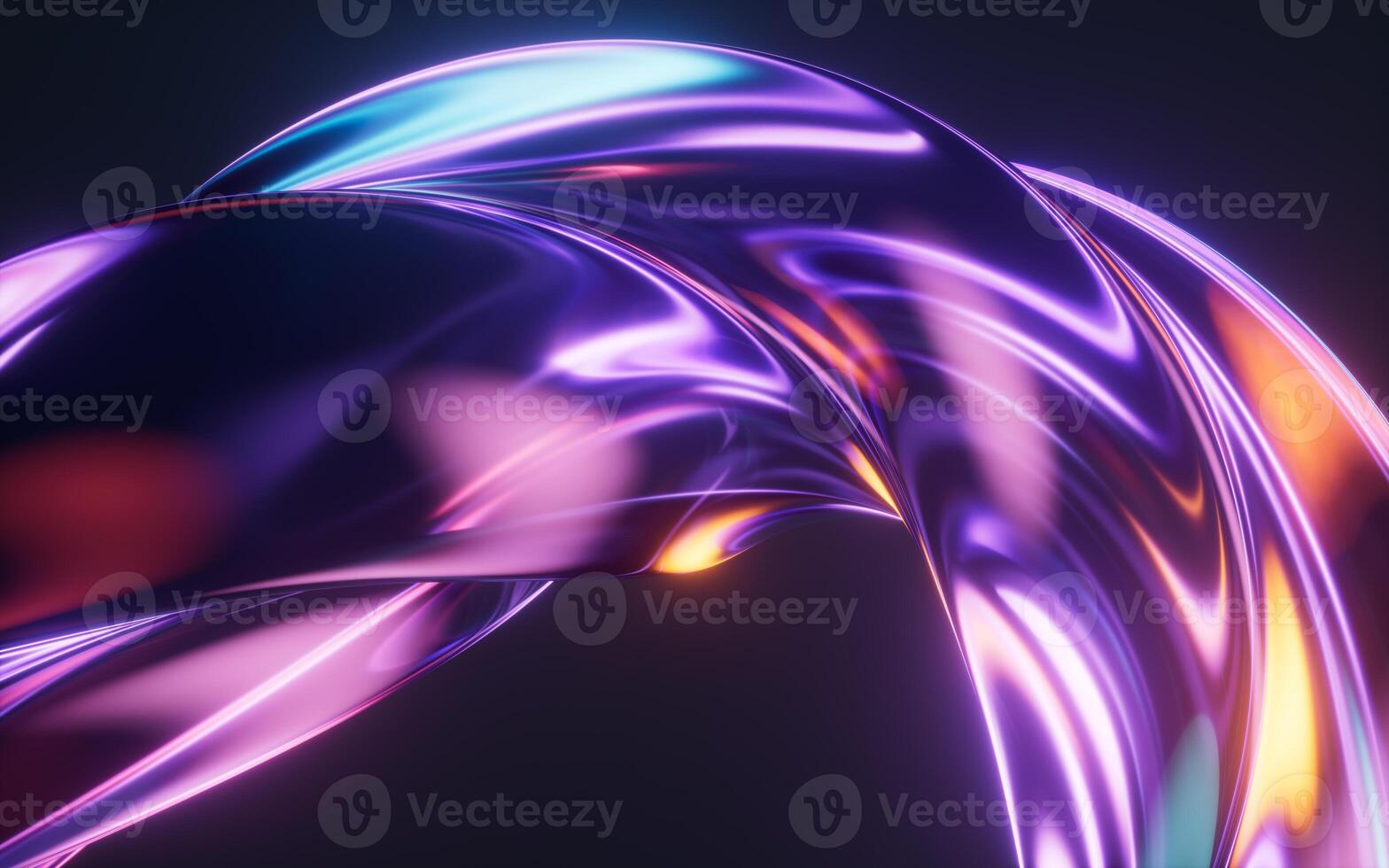 Dark transparent glass curves background, 3d rendering. photo