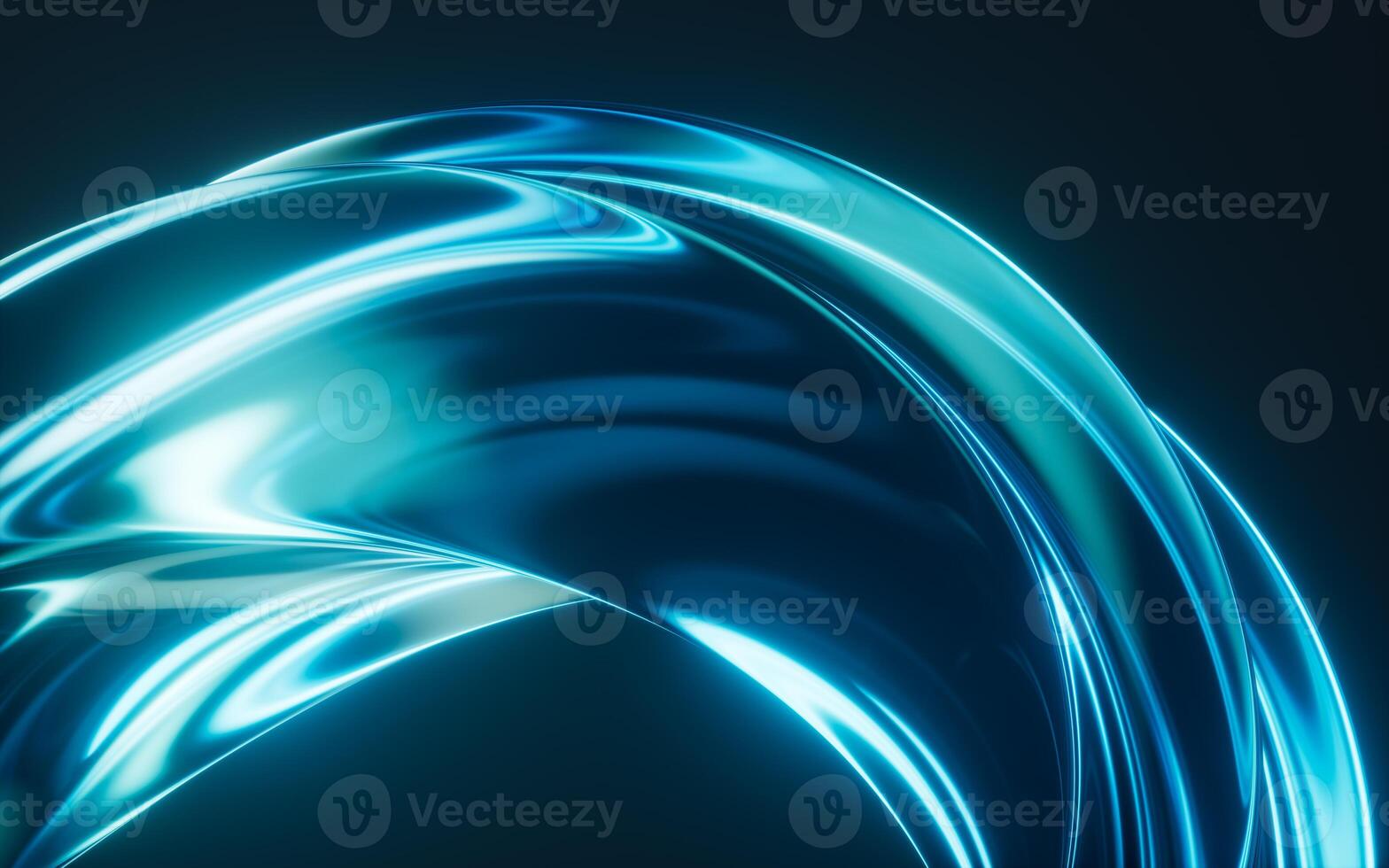 Dark transparent glass curves background, 3d rendering. photo
