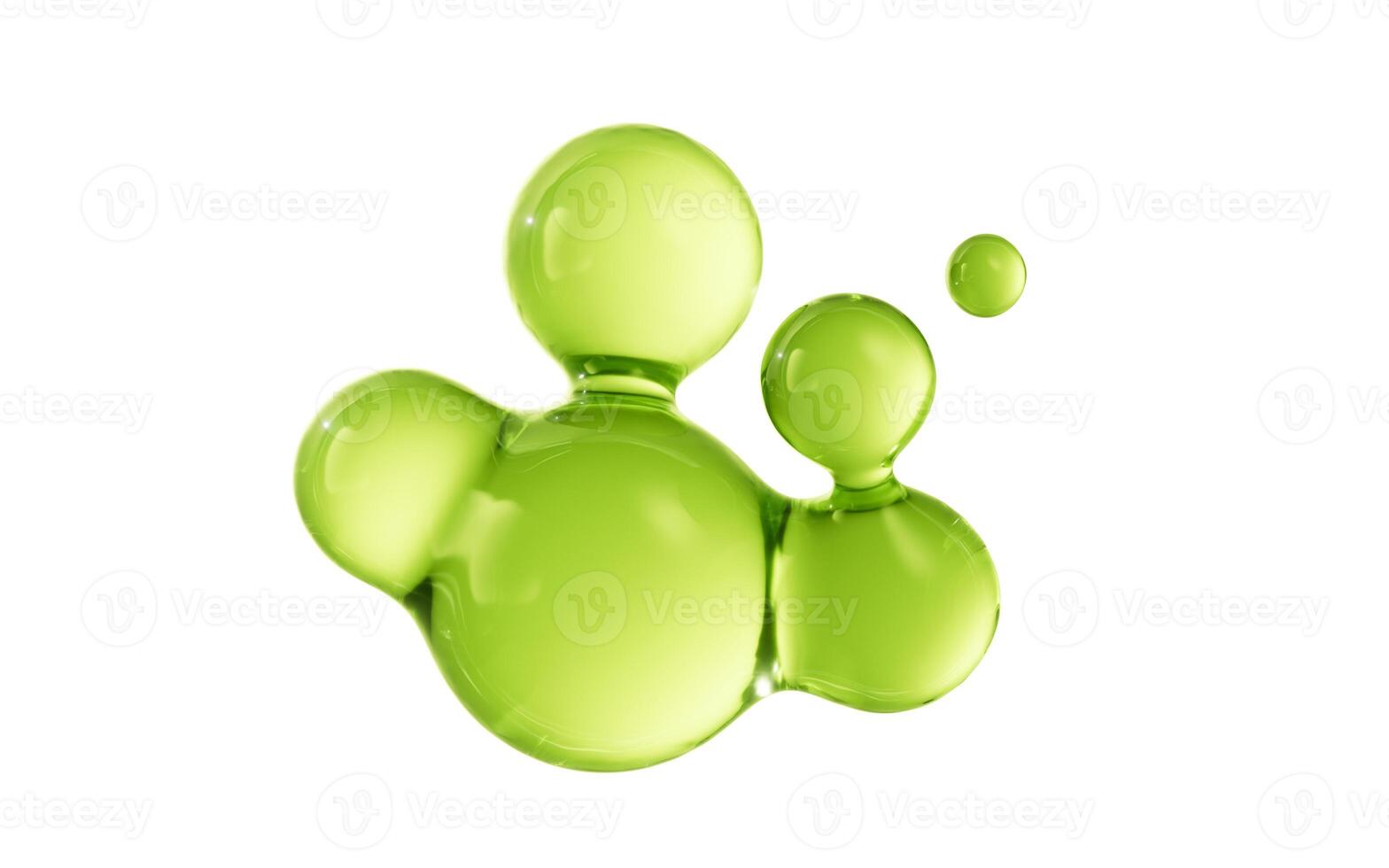 Transparent green bubbles elements, 3d rendering. photo