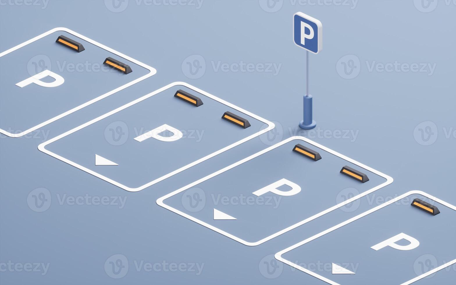 Empty parking space in a parking lot, 3d rendering. photo