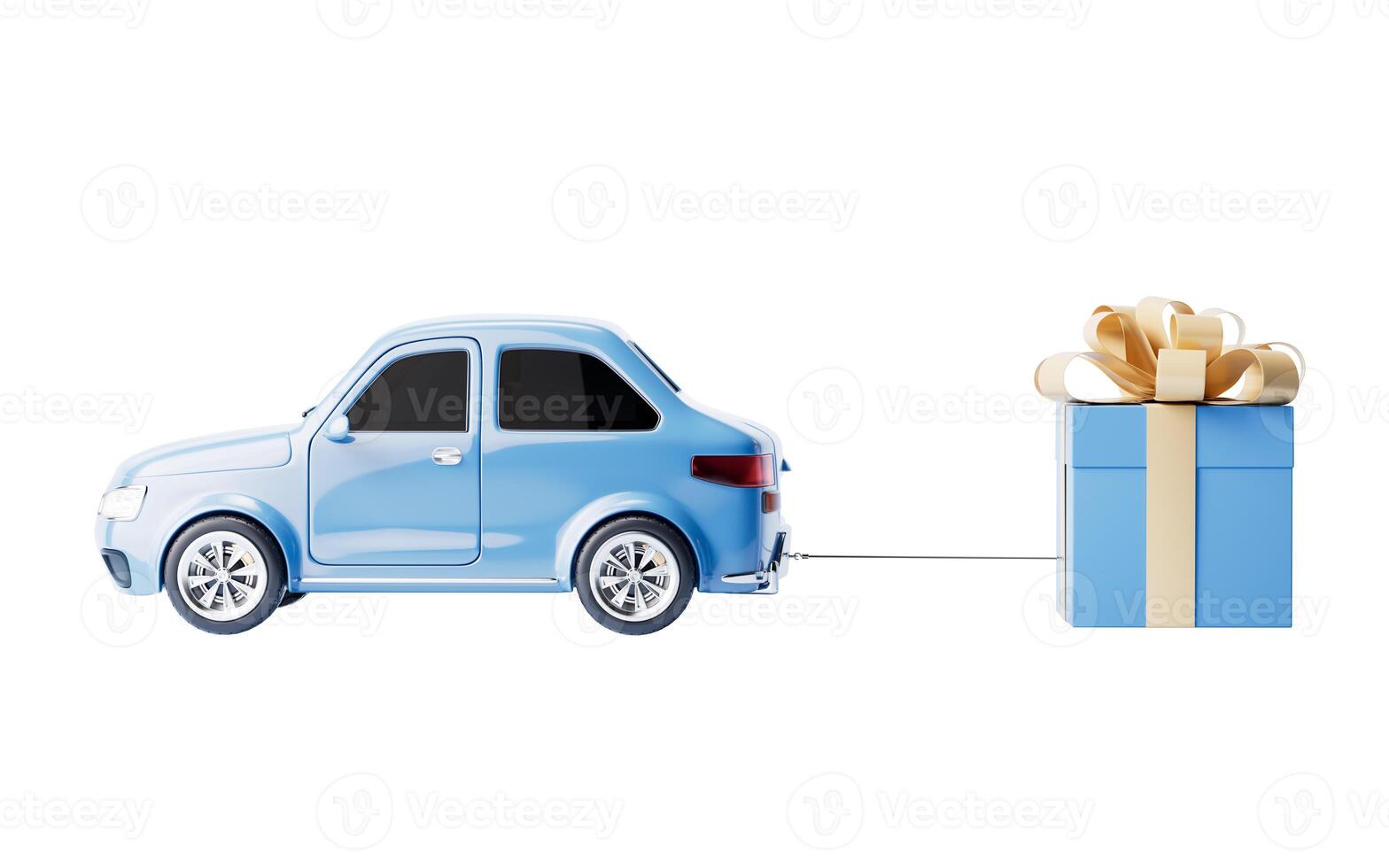 3D style automobile car carrying the gift box, 3d rendering. photo