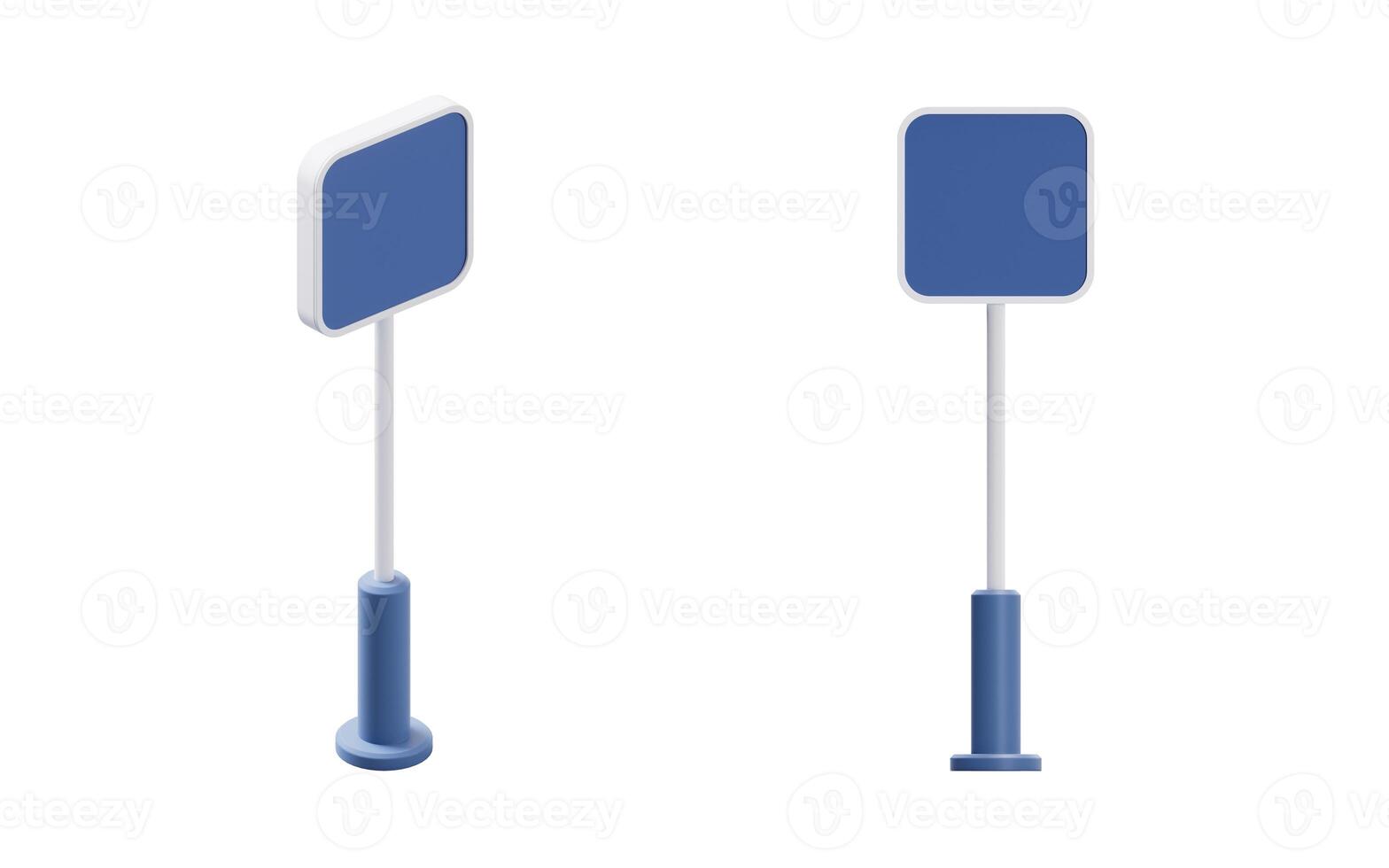 Blank blue signpost, 3d rendering. photo