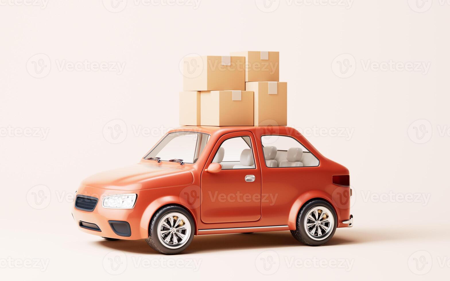 3D style automobile car and cargo boxes, 3d rendering. photo