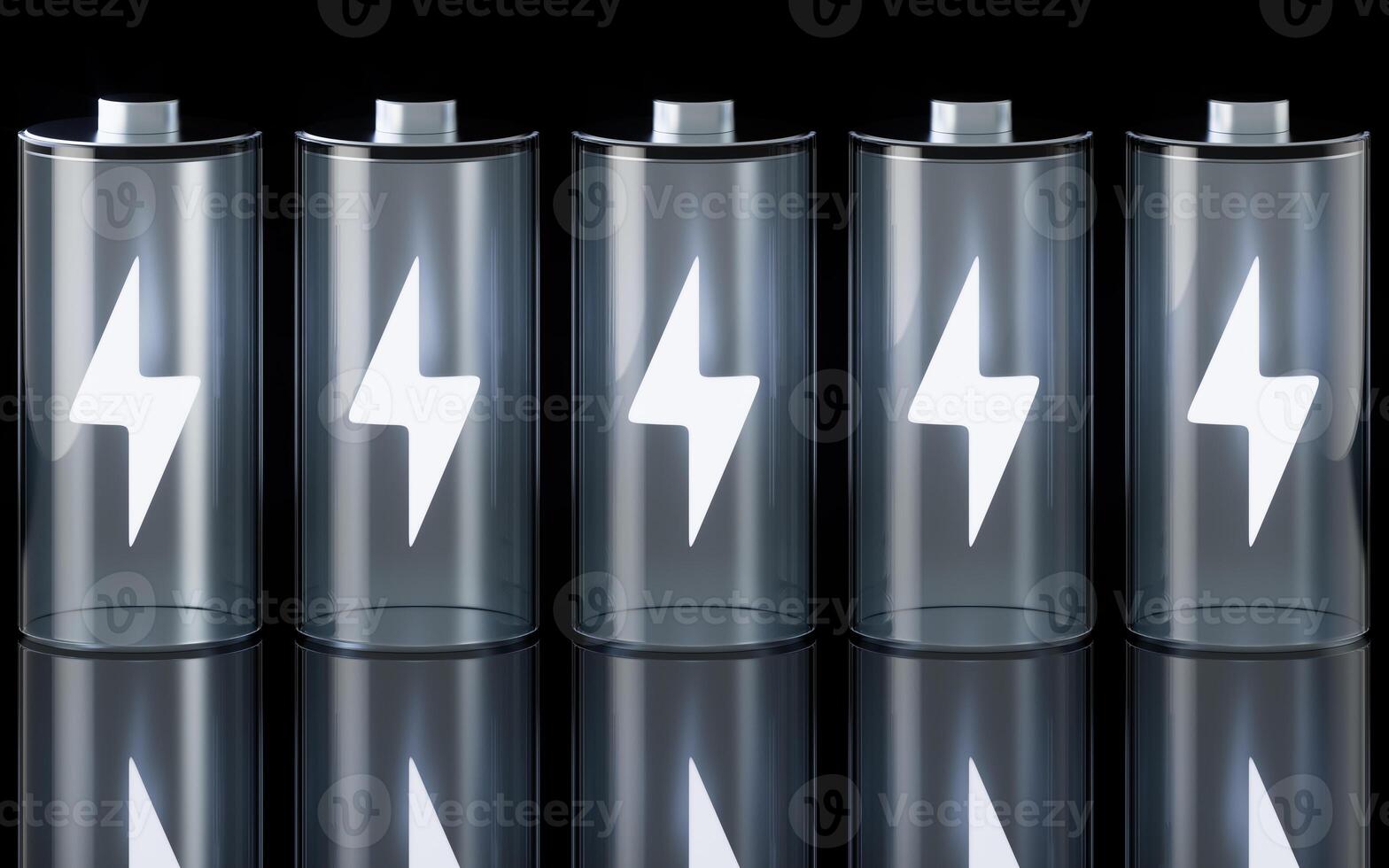 3D fast charge battery on black background, energy technology concept, 3d rendering. photo