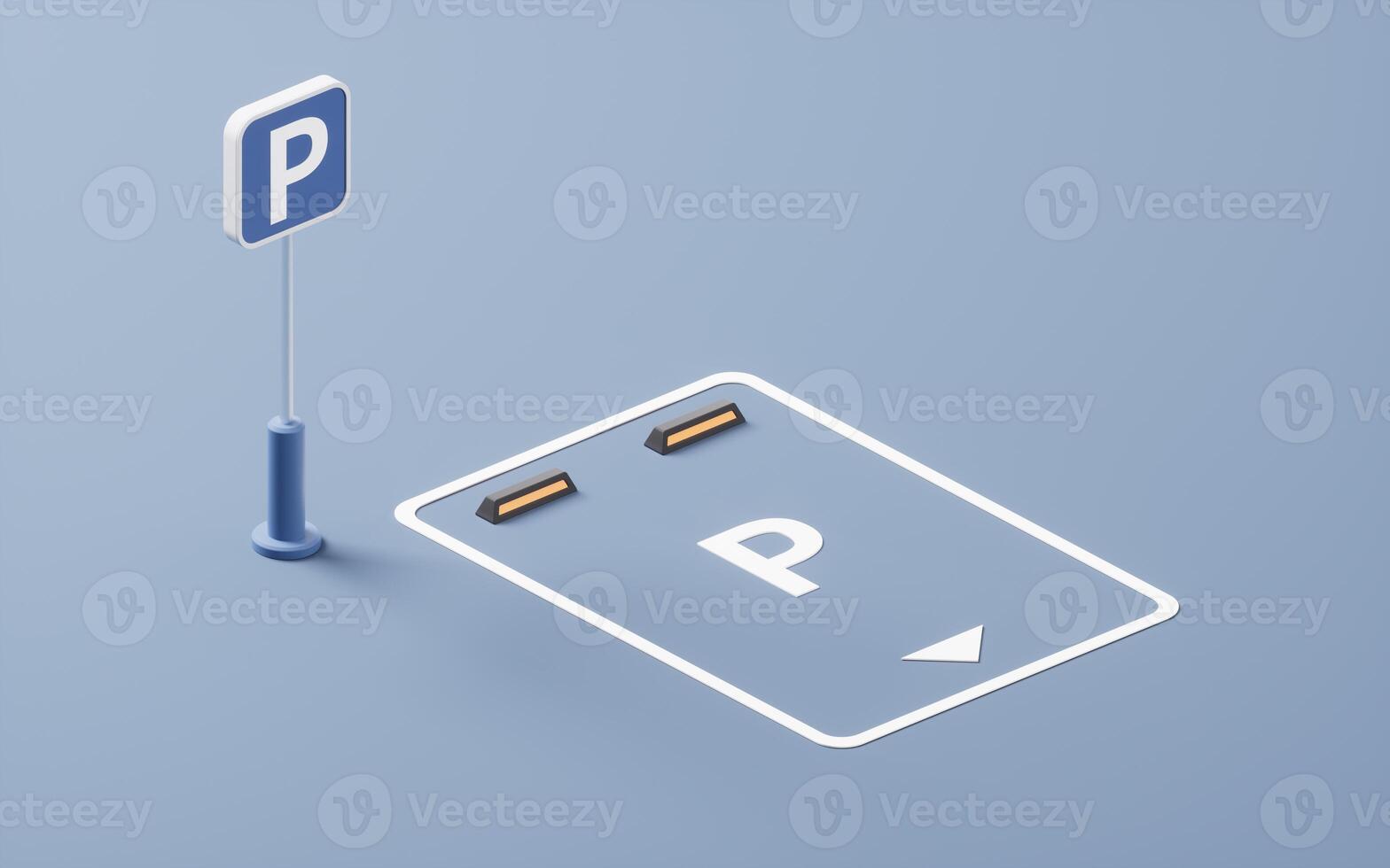Empty parking space in a parking lot, 3d rendering. photo