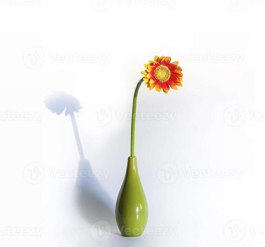 Bouquet of gerbera flowers in ceramic vase photo