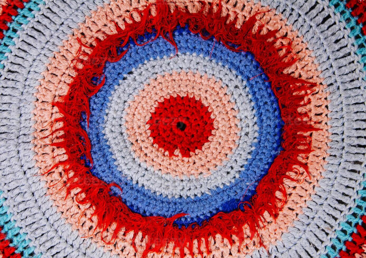 Colorful knitted mat surface photo
