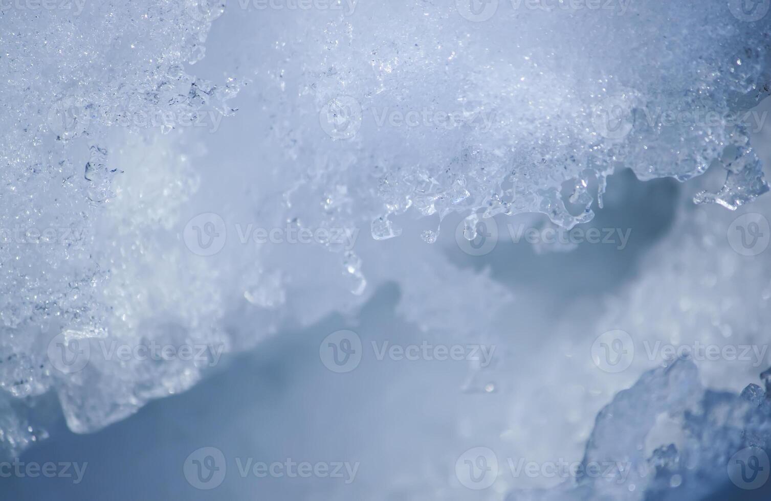 Detail of winter nature in countryside. Melting snow surface. photo