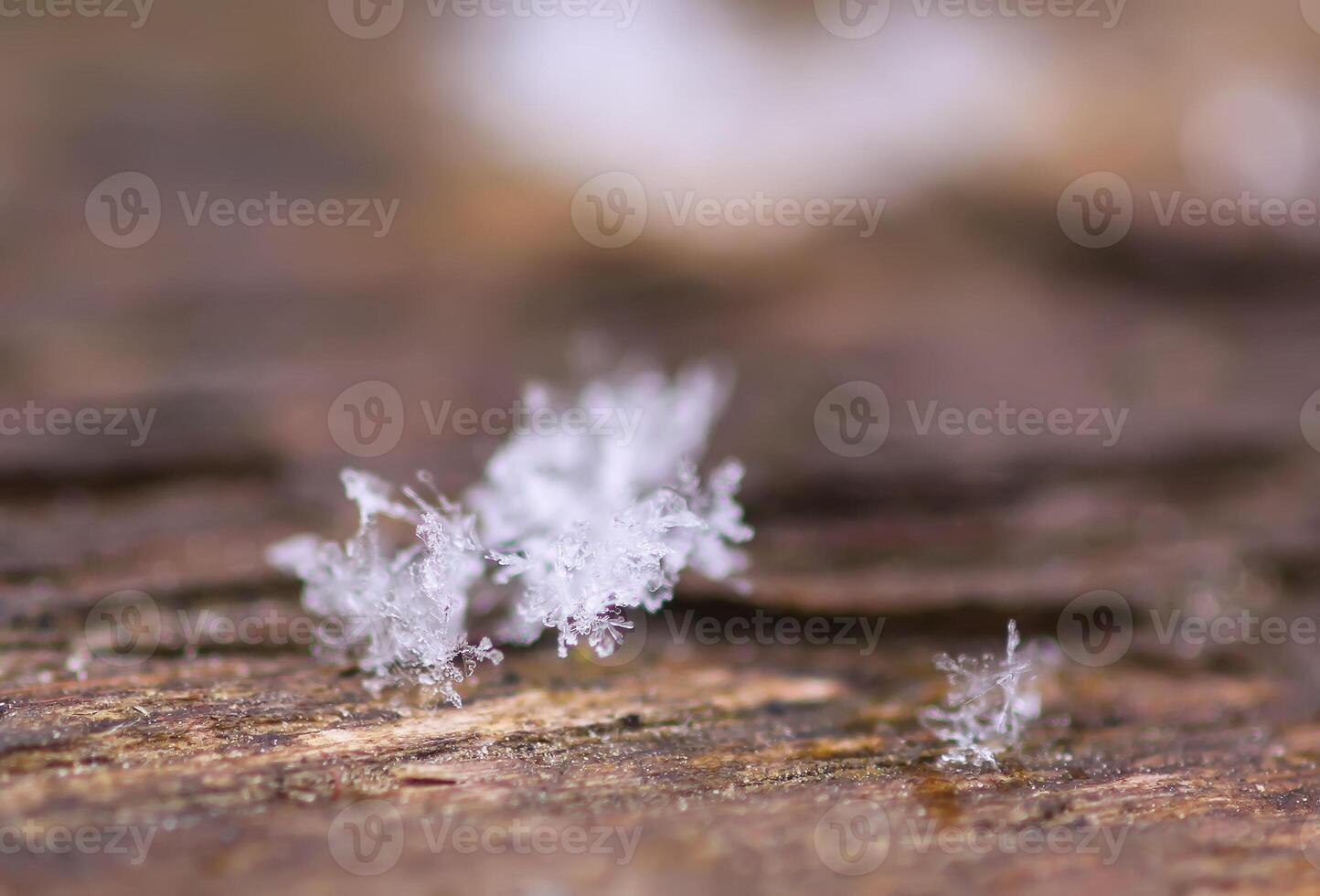 Snowflakes during the snowfall on glass surface photo