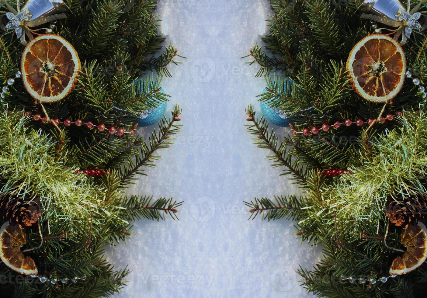 Christmas wreath on the snow photo