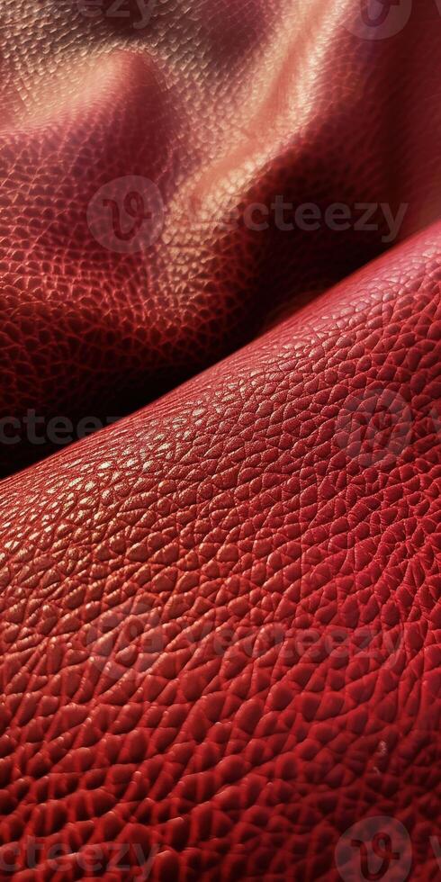 Close-Up of Textured Red Leather Material Under Soft Lighting photo
